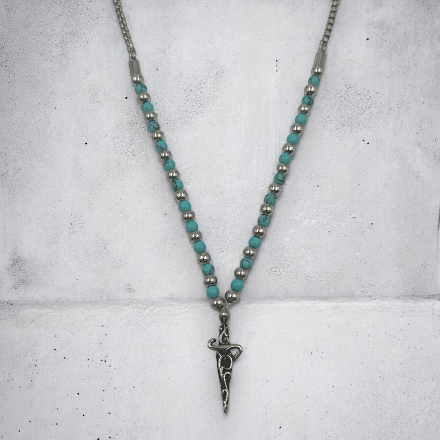 Toptan TURKUAZ TAŞLI HANÇER KOLYE 