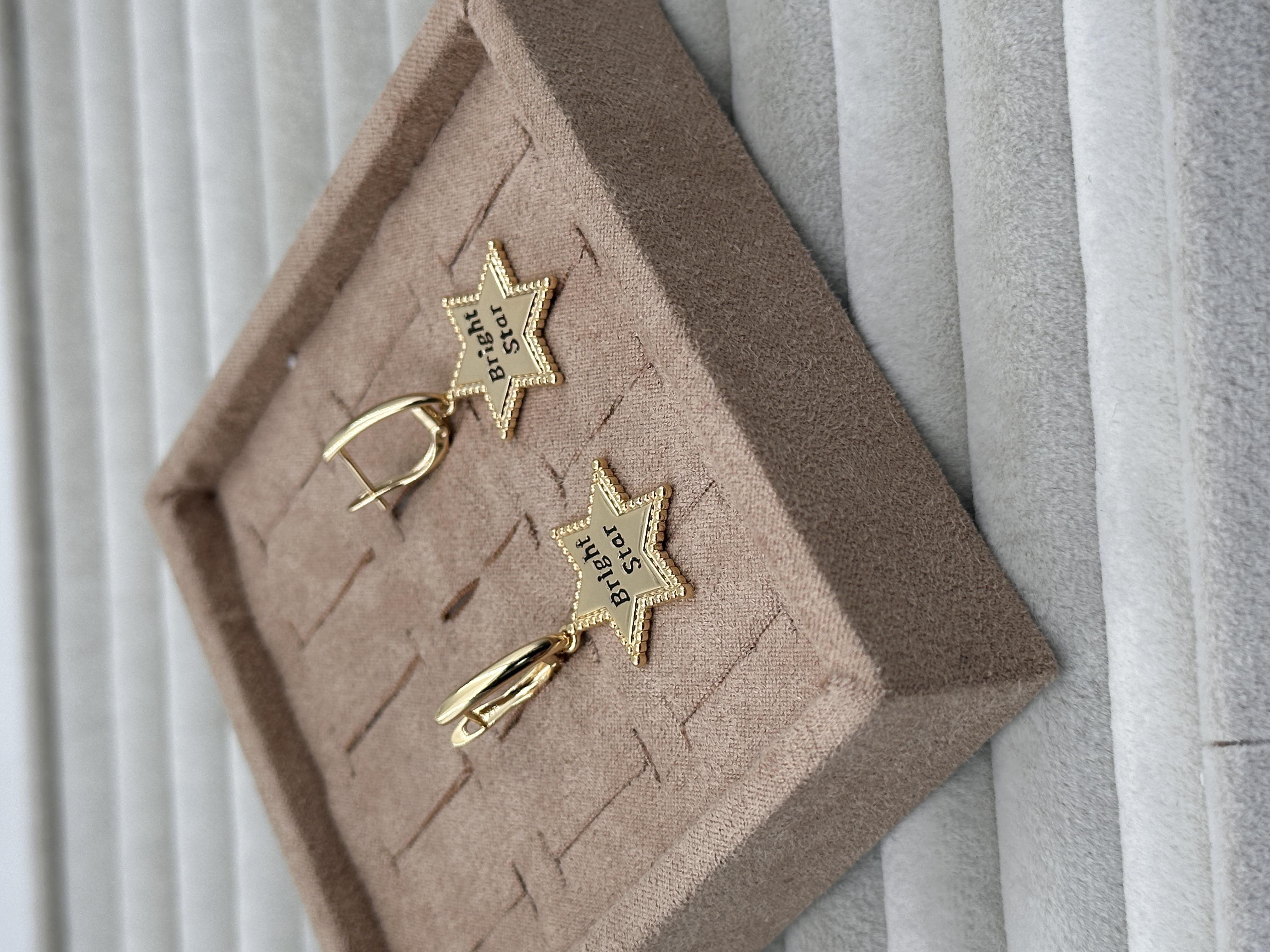 VIP SERİ 14K 'BRIGHT STAR' YAZILI KÜPE  