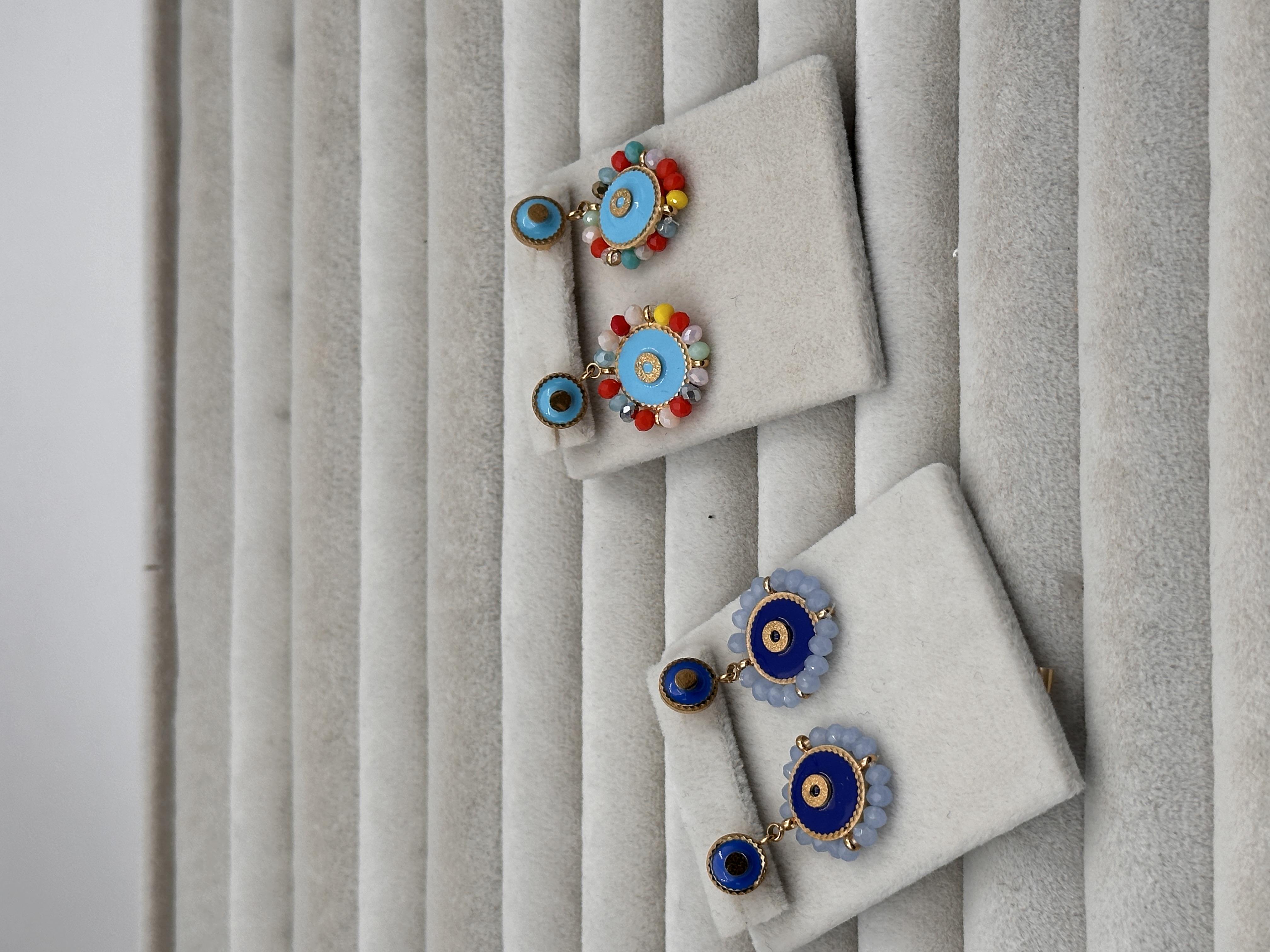 RENKLİ KRİSTAL TAŞLI ÇELİK KÜPE 