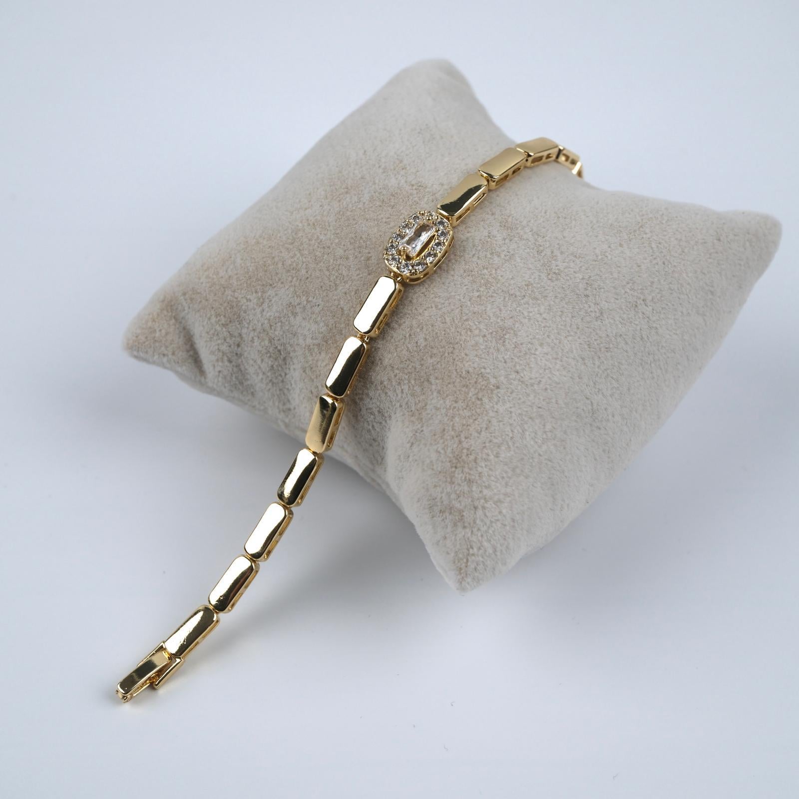 Toptan 14K BAGET TAŞ BİLEKLİK