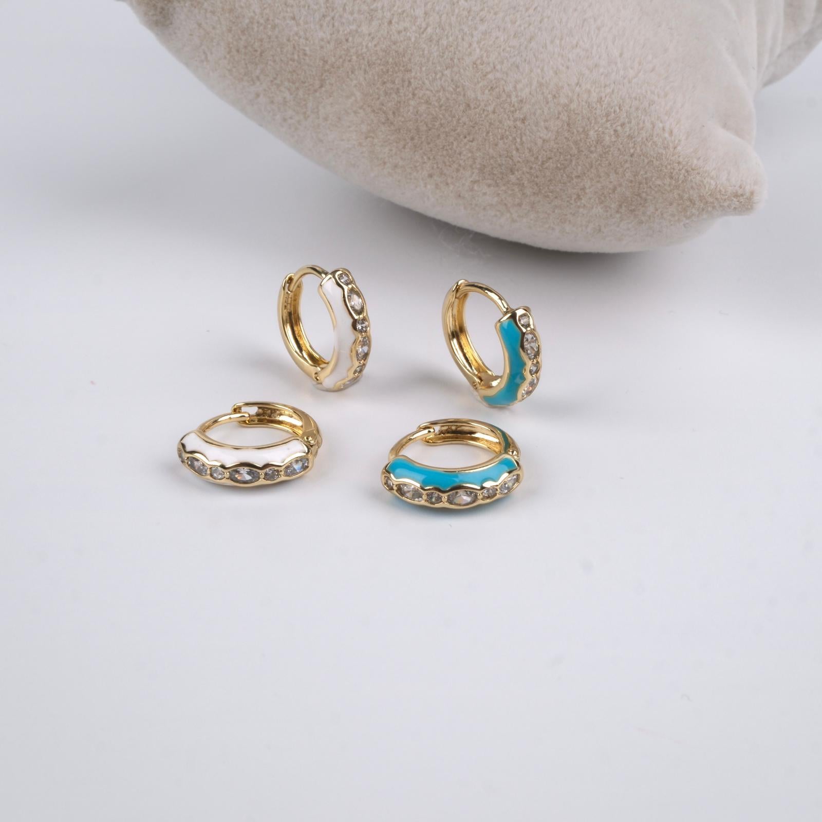 Toptan 14K RENKLİ HALKA KÜPE 