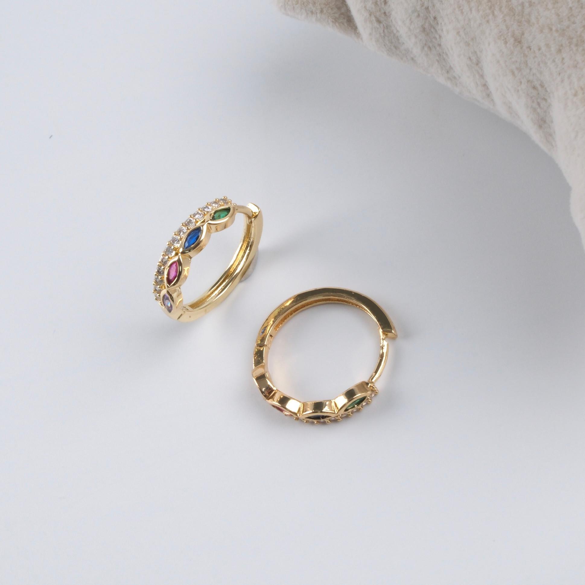 Toptan 14K RENKLİTAŞLI HALKA KÜPE 