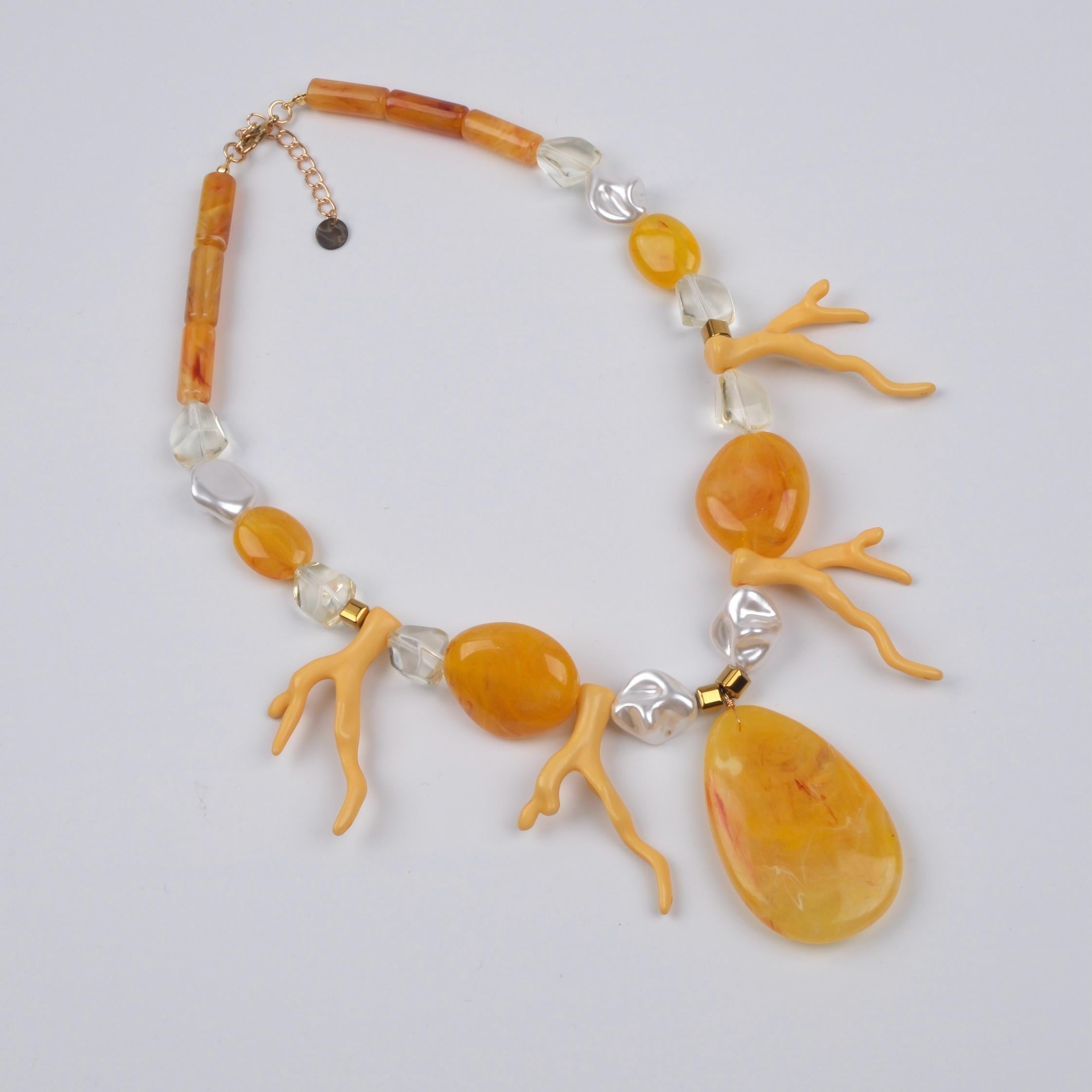 Toptan DAL DETAYLI TAŞLI KOLYE