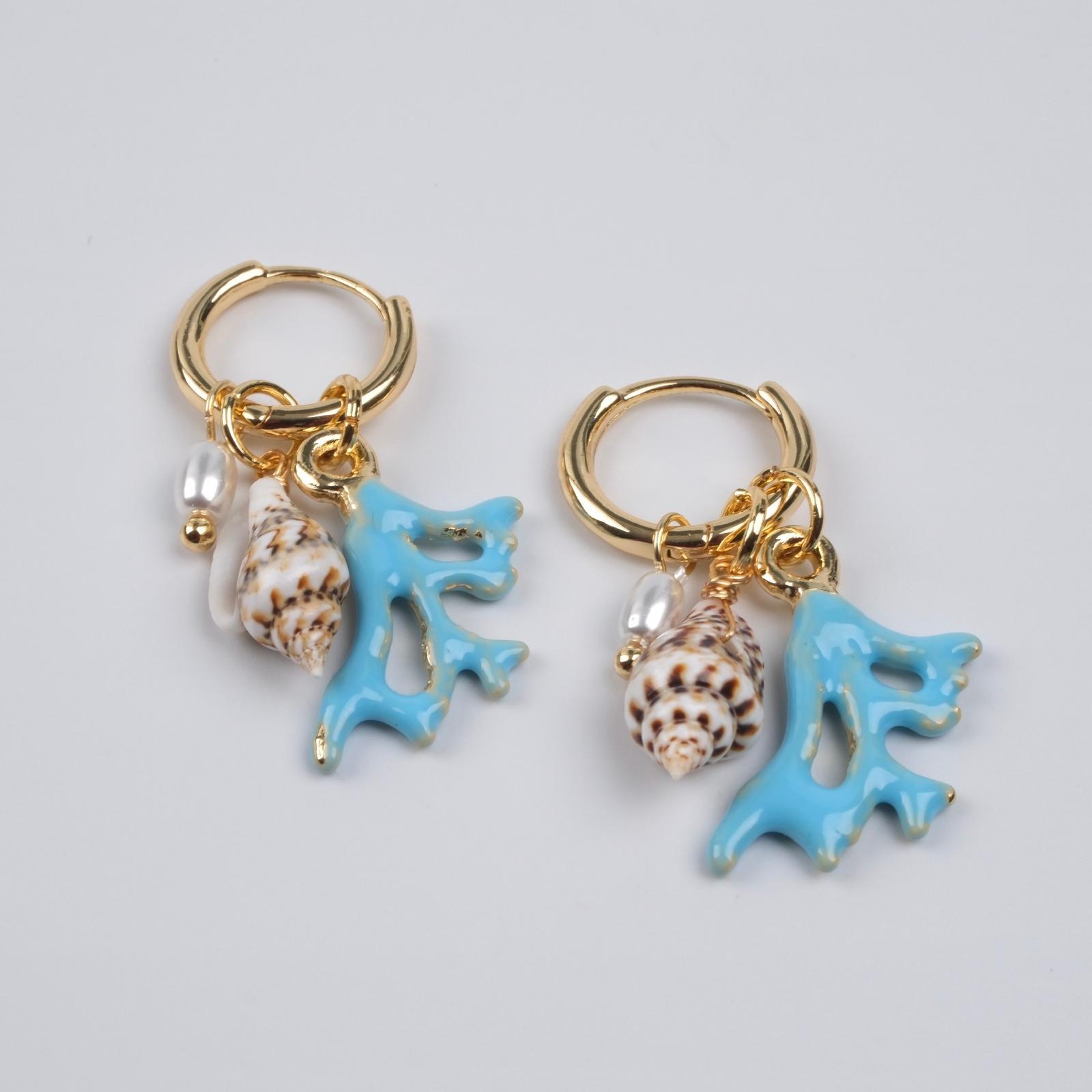 Toptan DENİZ KABUĞU MERCAN KÜPE 