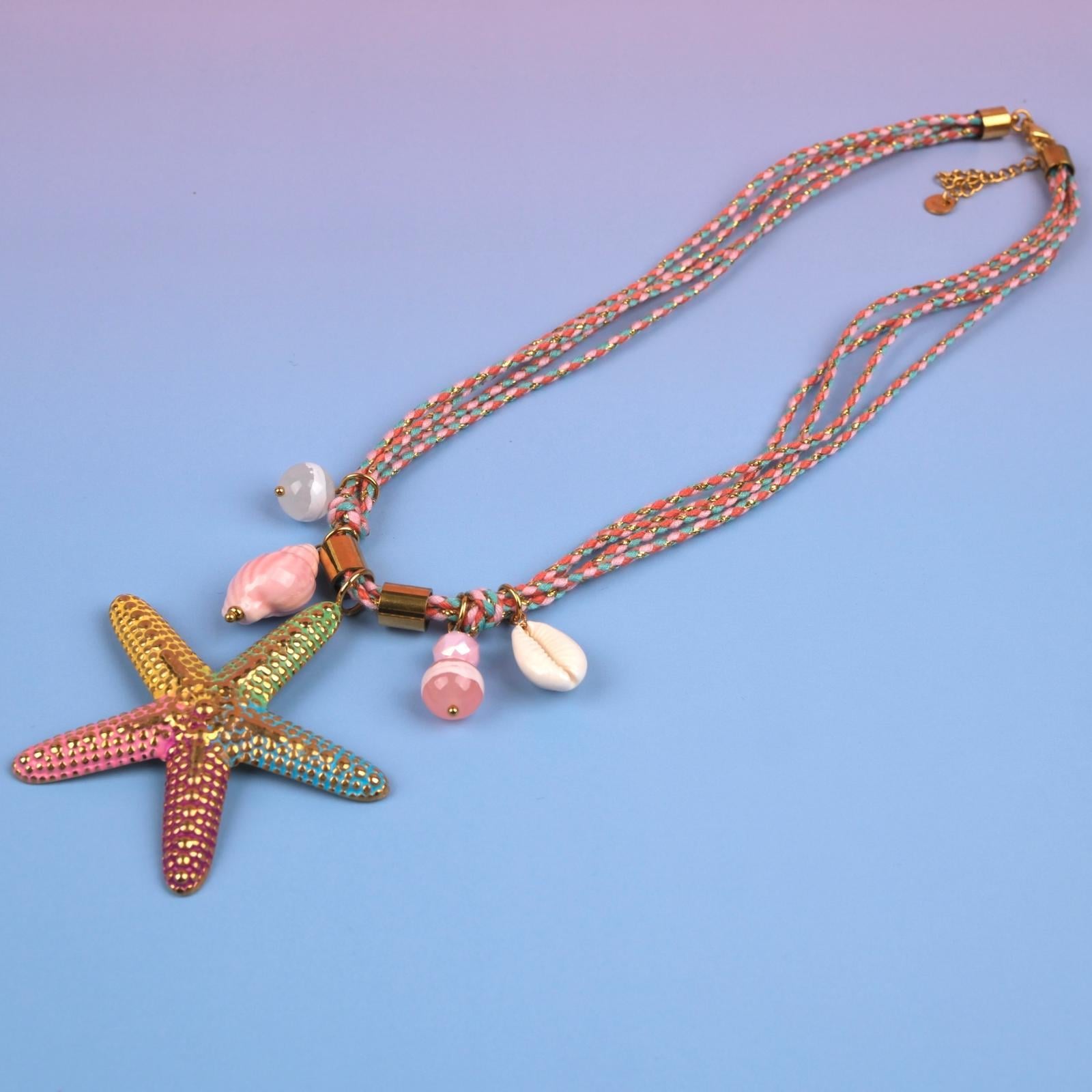 Toptan DENİZ YILDIZI İPLİ KOLYE