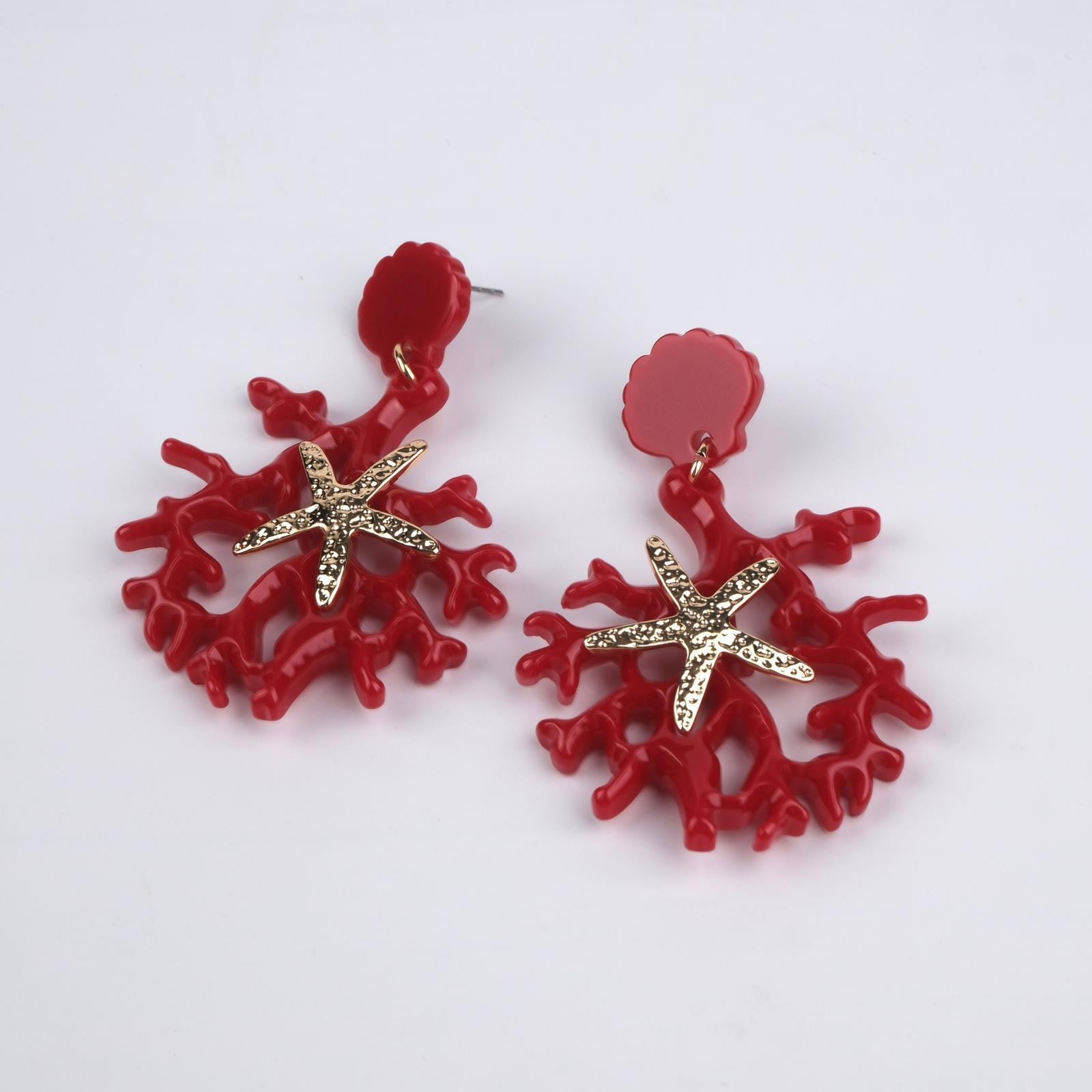 Toptan DENİZ YILDIZLI MERCAN KÜPE