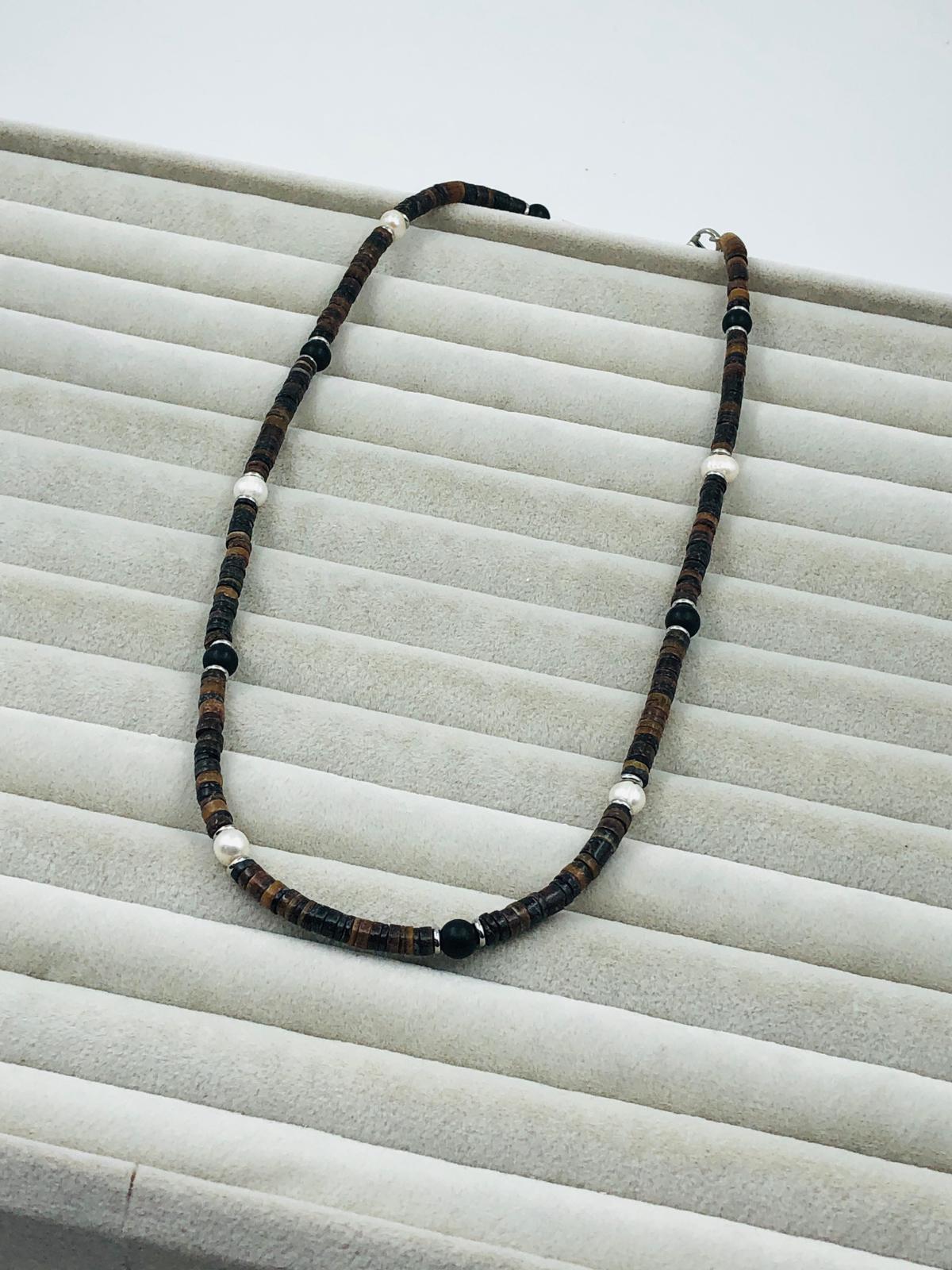 Toptan DOĞAL TAŞ ERKEK ÇELİK KOLYE