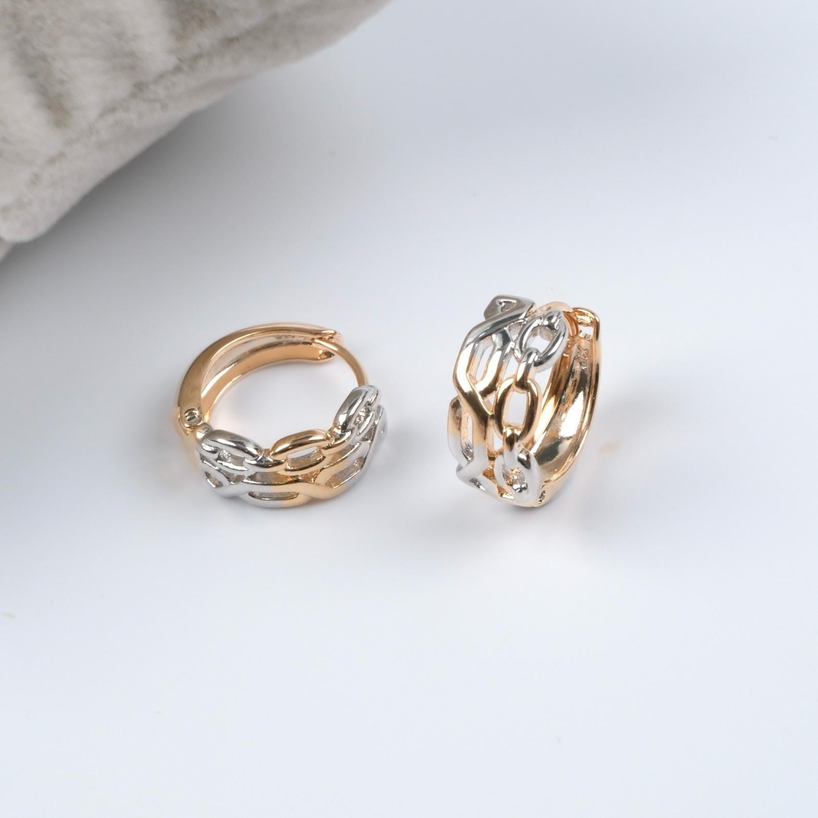 Toptan İKİ RENK HALKA KÜPE  