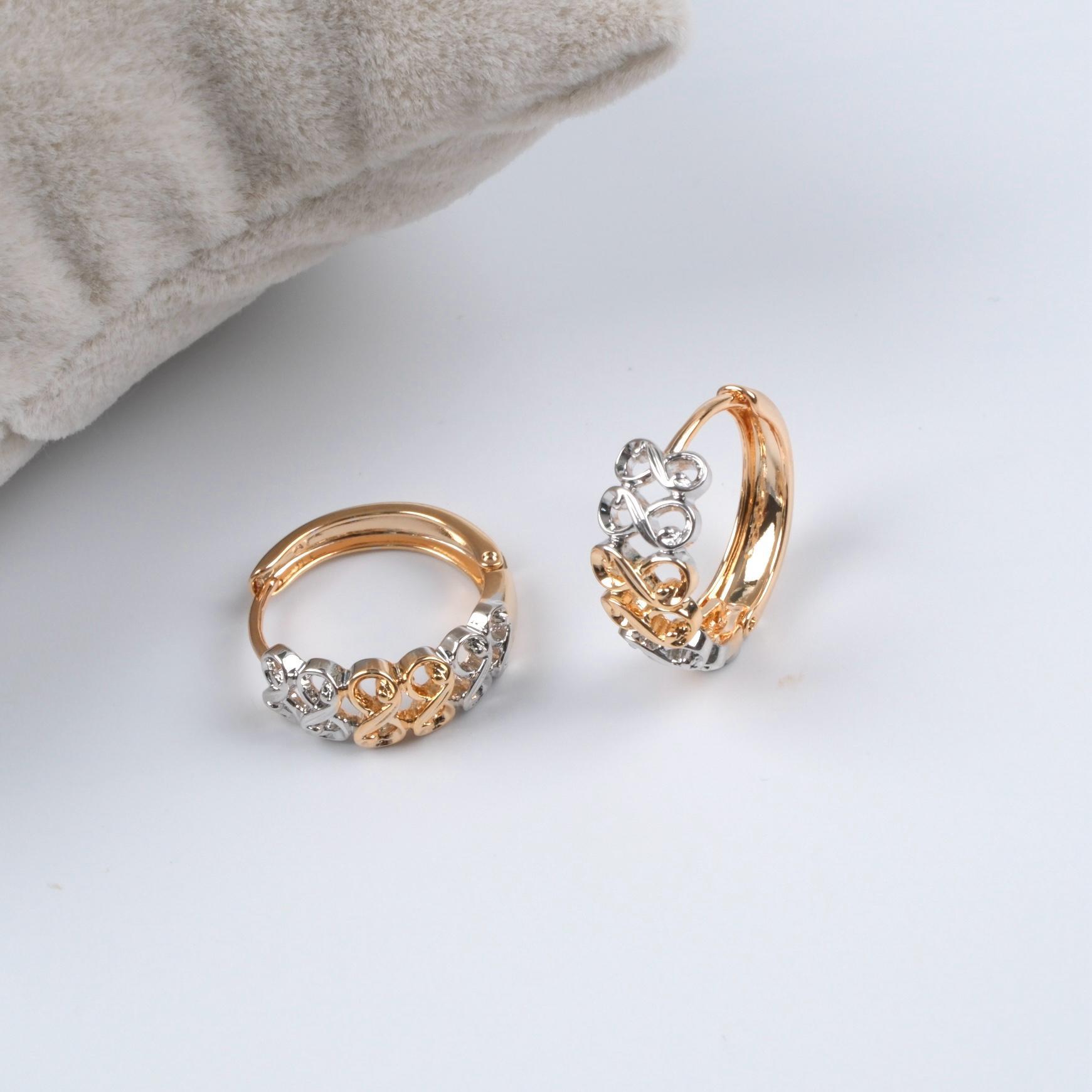 Toptan İKİ RENK SONSUZLUK HALKA KÜPE 