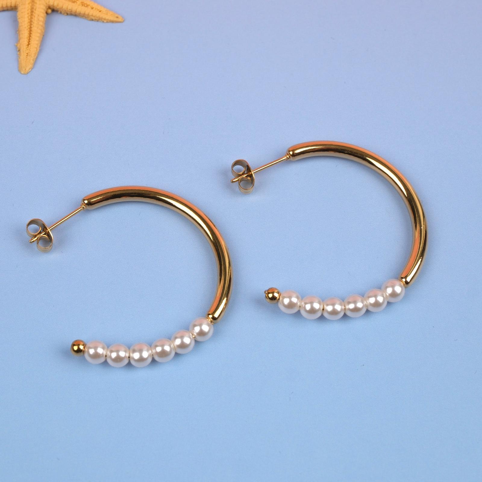 Toptan İNCİLİ ÇELİK KÜPE