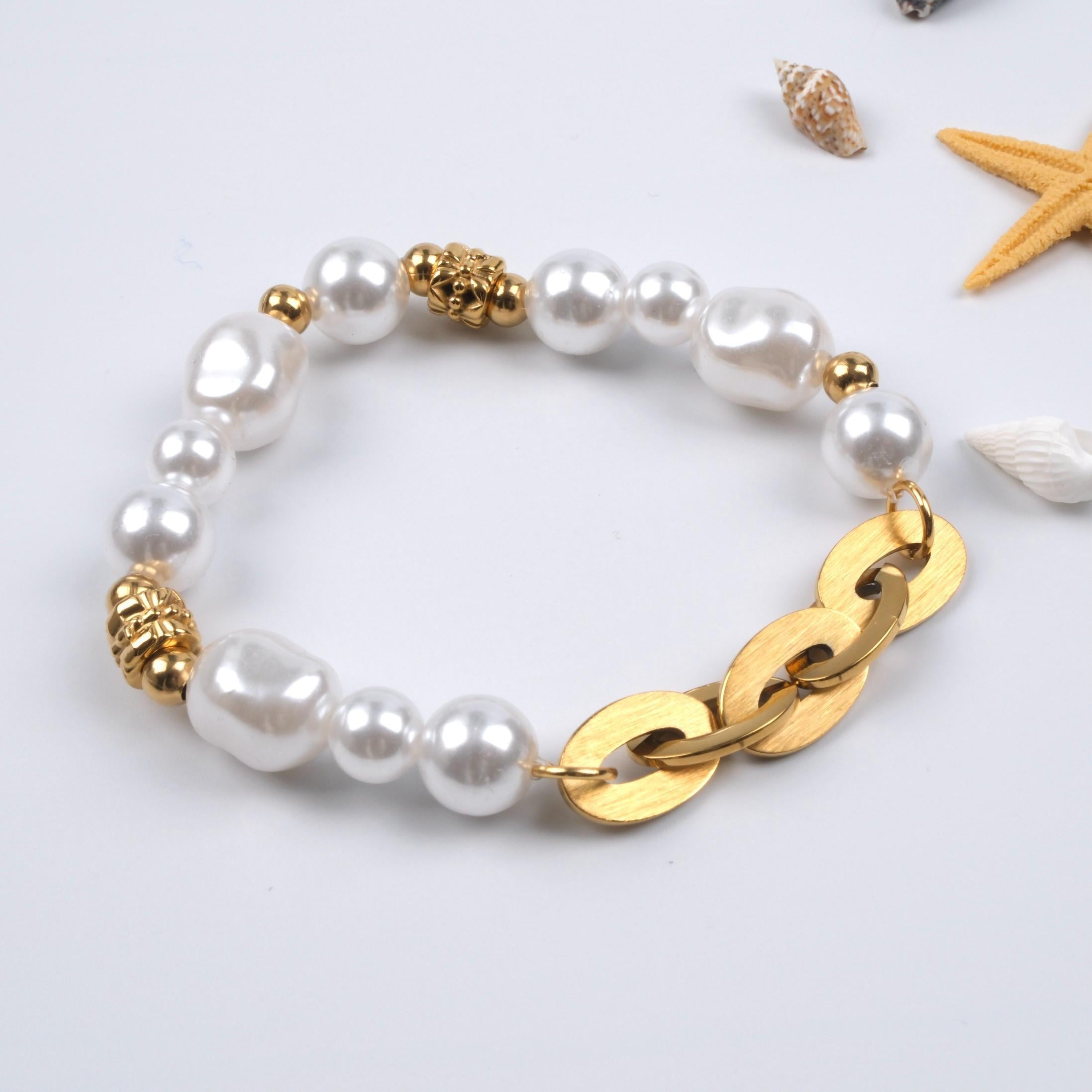 Toptan İNCİLİ GOLD BİLEKLİK 