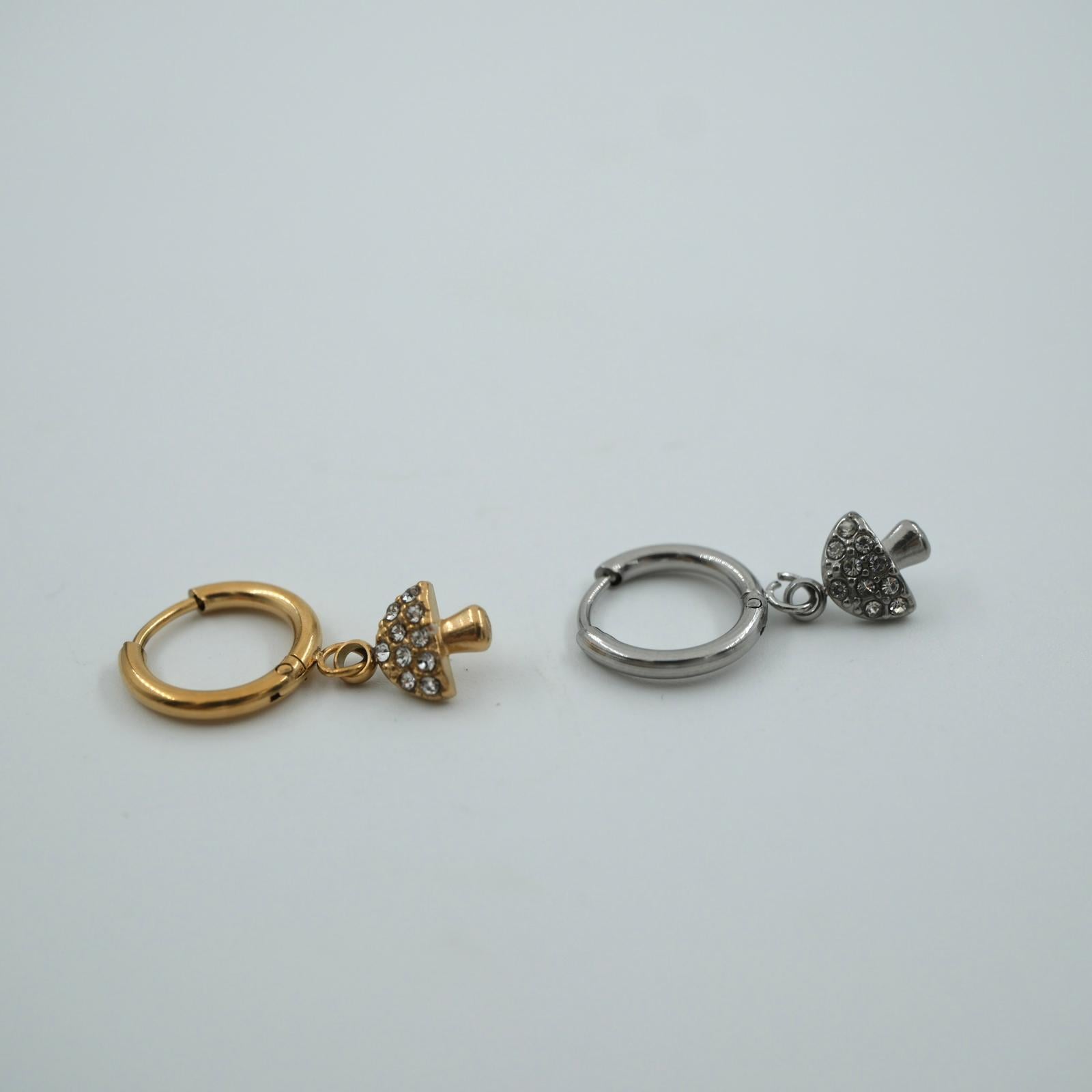 Toptan MİNİ TAŞLI MANTAR KÜPE 