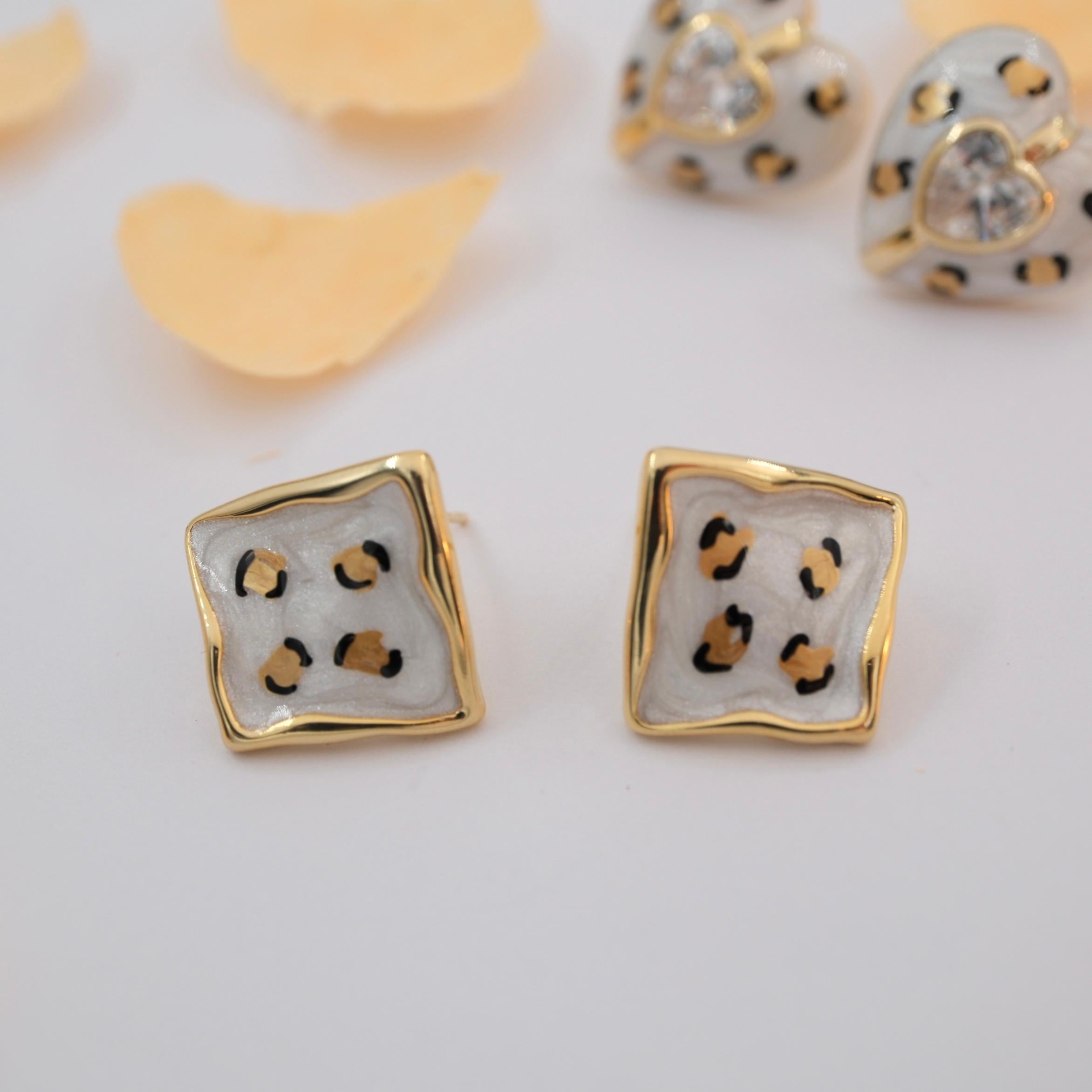 Toptan ÖZEL SERİ KARE LEOPAR KÜPE 