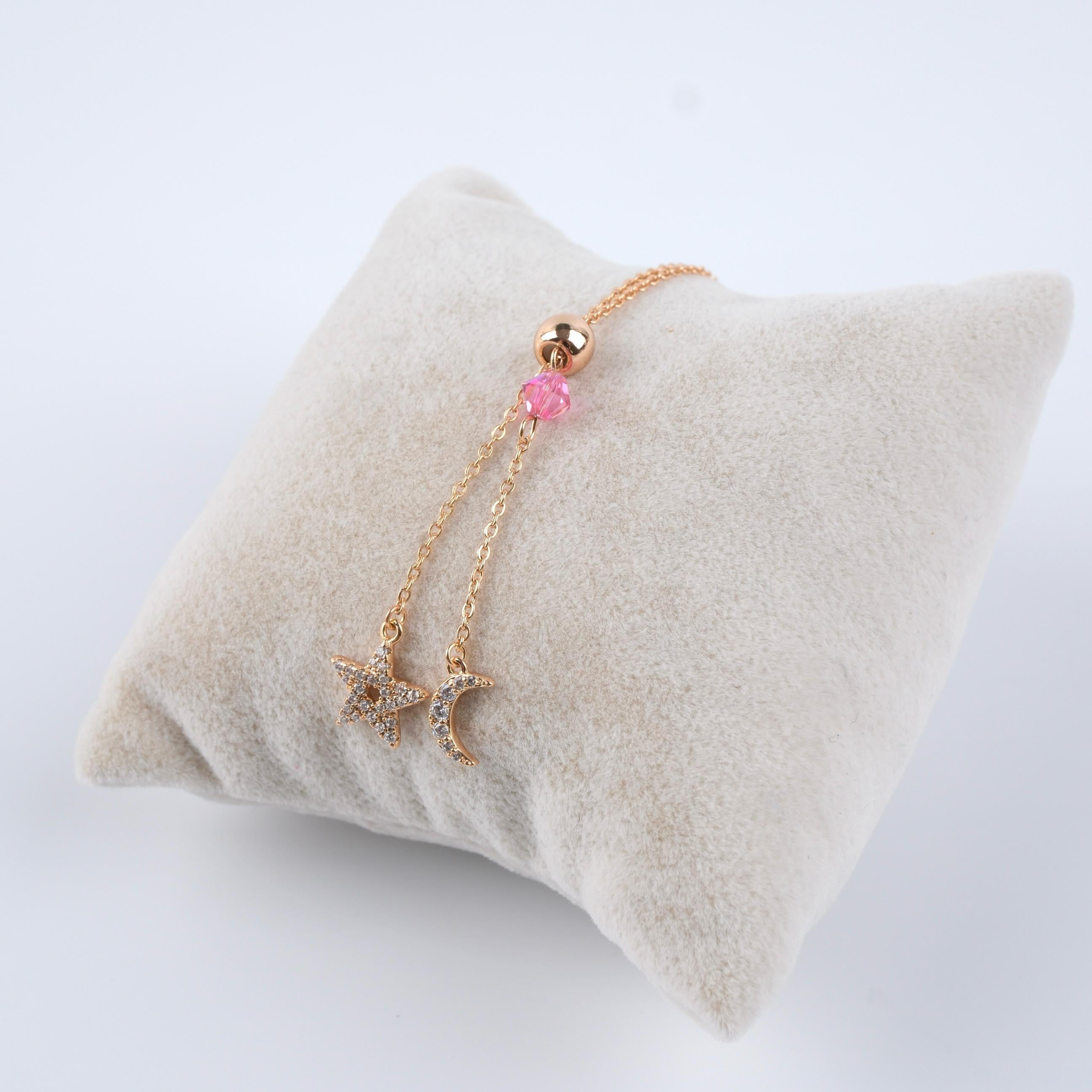 Toptan SWAROVSKİ TAŞLI YILDIZ AY KOLYE 