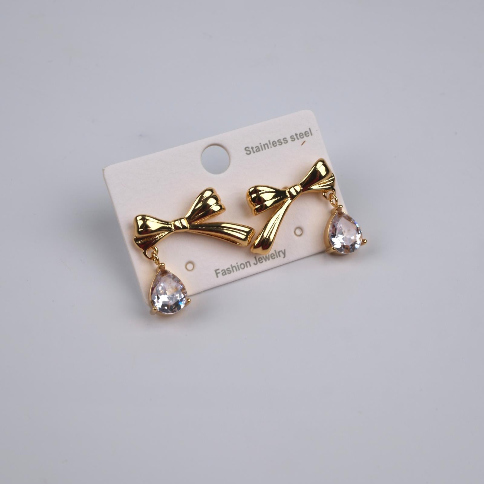 Toptan TAŞLI KURDELE KÜPE