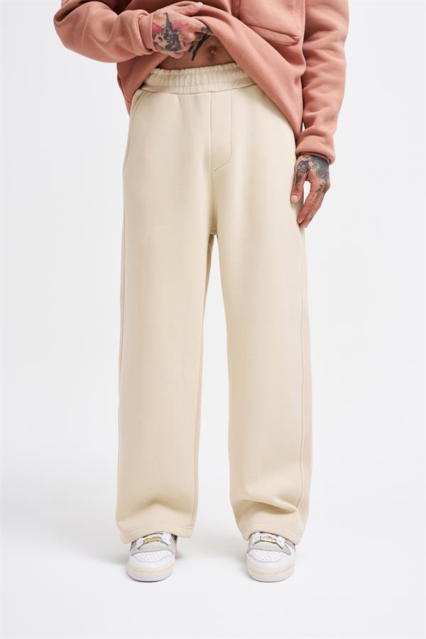 Erkek Baggy Oversize Açık Bej Eşofman Altı