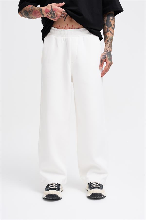 Erkek Baggy Oversize Ekru Eşofman Altı