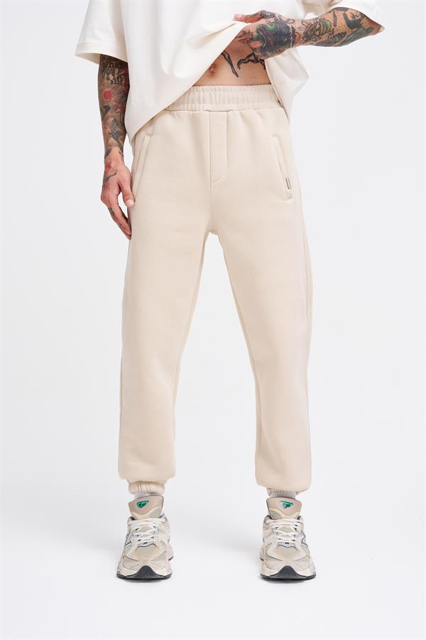 Erkek Basic Jogger Relaxed Açık Bej Eşofman Altı