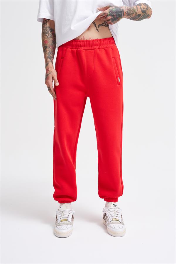 Erkek Basic Jogger Relaxed Kırmızı Eşofman Altı