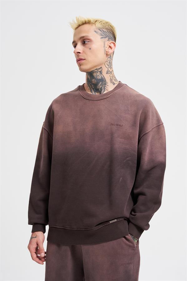 Erkek Gradient Washed Kahve Sweatshirt