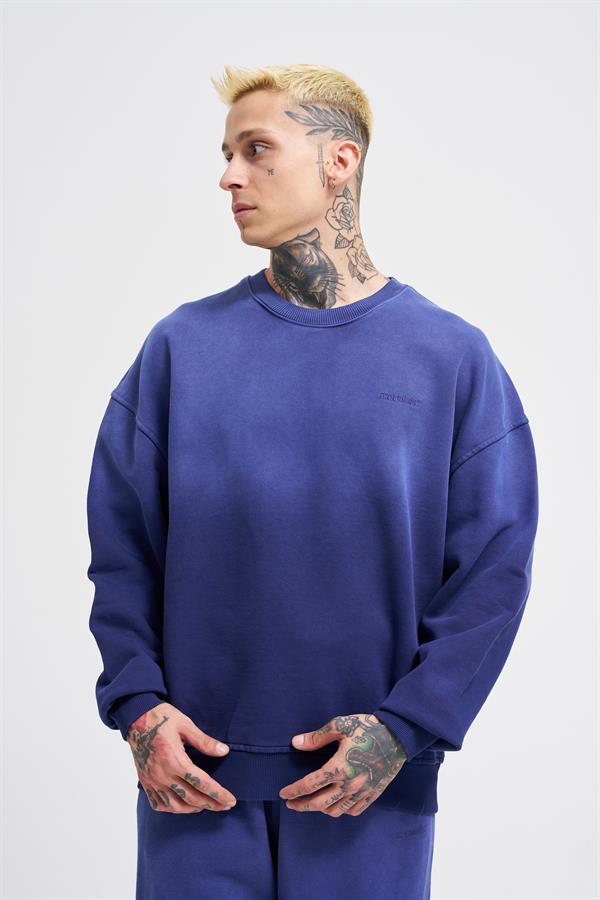 Erkek Gradient Washed Lacivert Sweatshirt