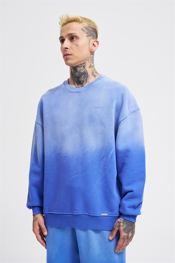Erkek Gradient Washed Saks Sweatshirt