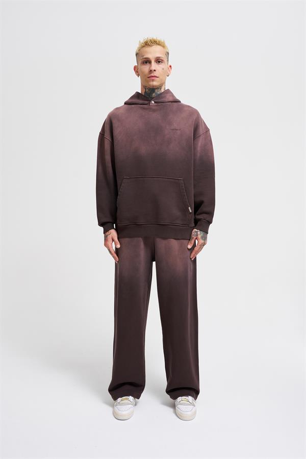 Erkek Gradient Yıkamalı Kahve Hoodie