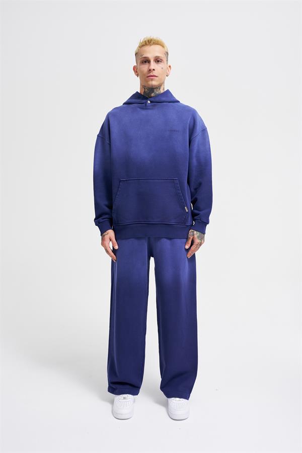Erkek Gradient Yıkamalı Lacivert Hoodie