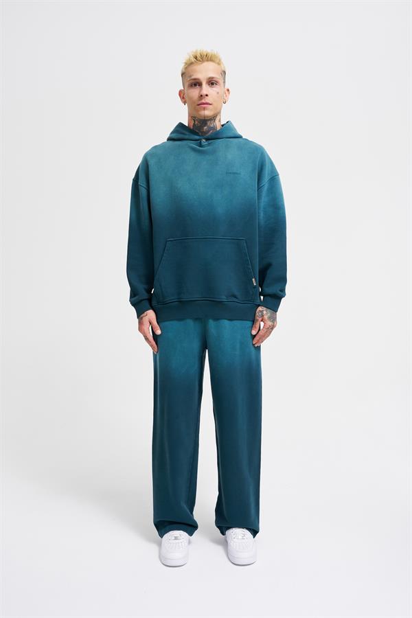Erkek Gradient Yıkamalı Petrol Yeşili Hoodie