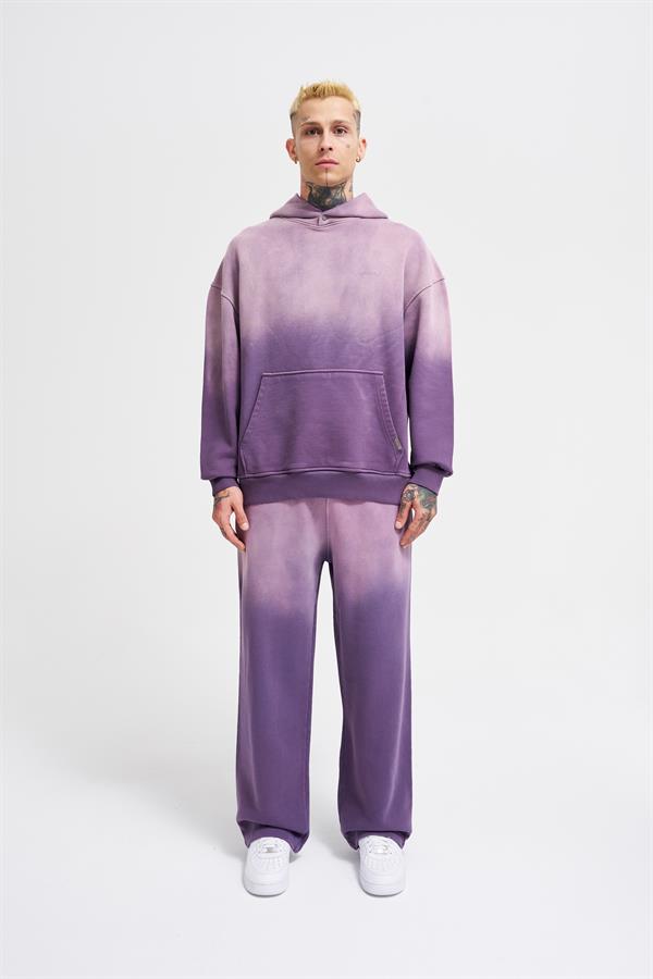 Erkek Gradient Yıkamalı Hoodie Purple