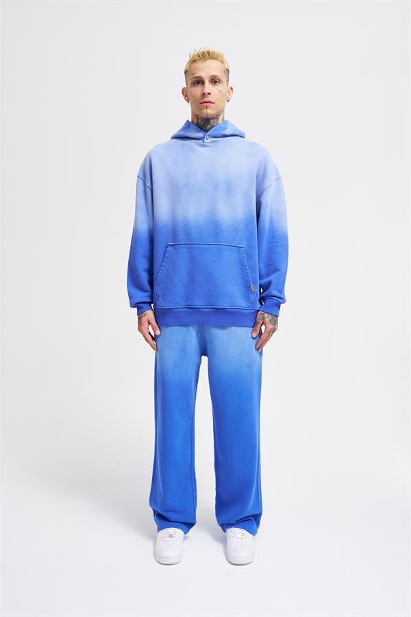 Erkek Gradient Yıkamalı Saks Hoodie