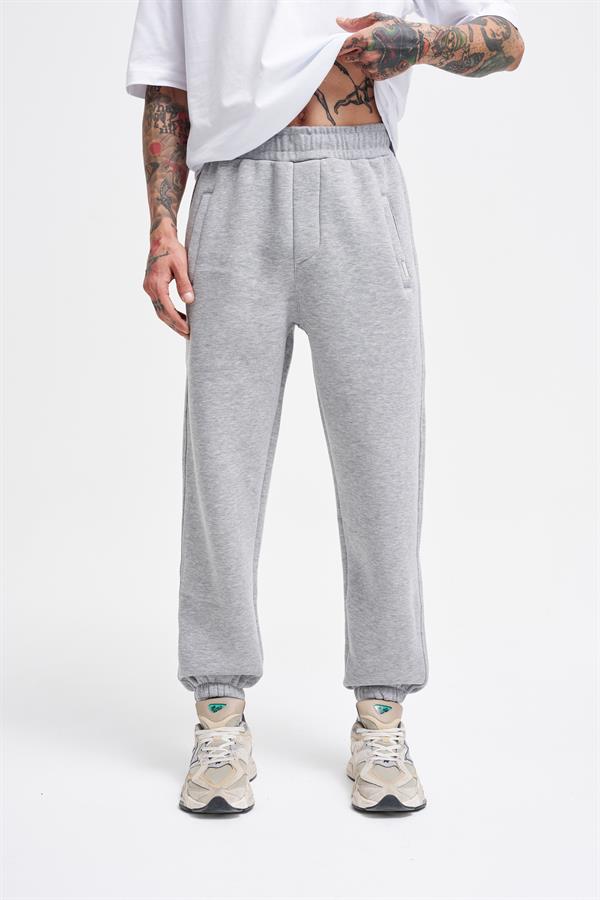 Erkek Relaxed Jogger Basic Eşofman Altı Grey Melange