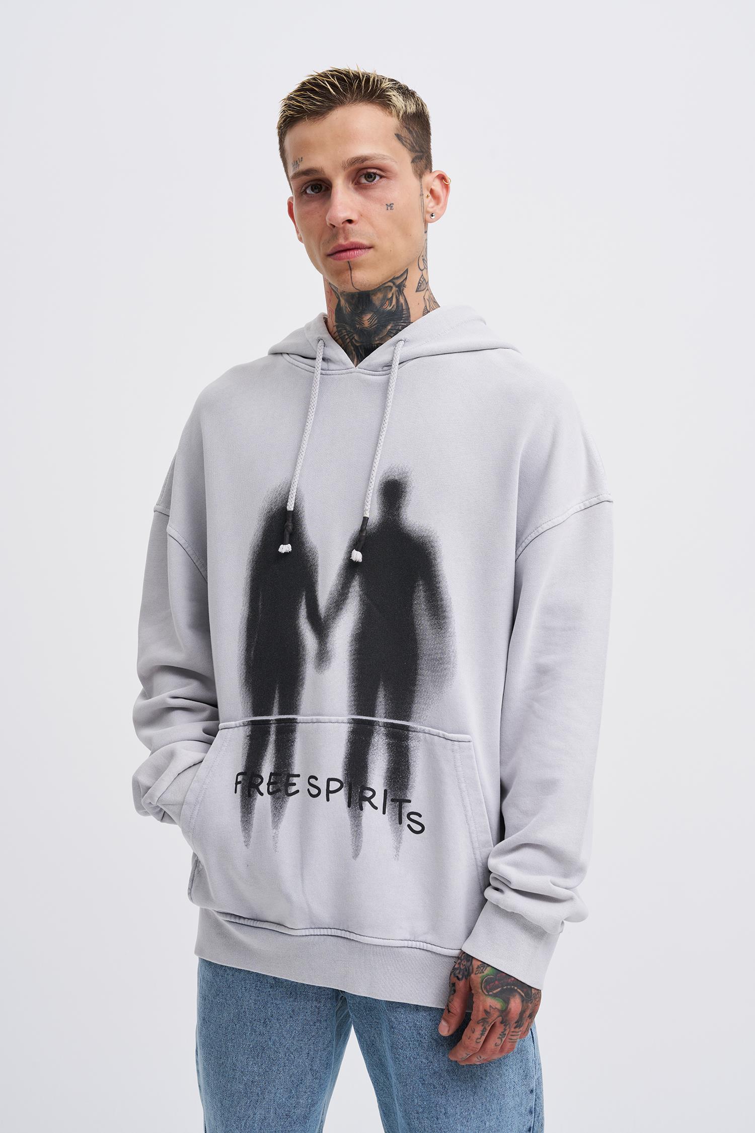 Erkek Free Sprit Yıkamalı Oversize Antrasit Sweatshirt Machinist