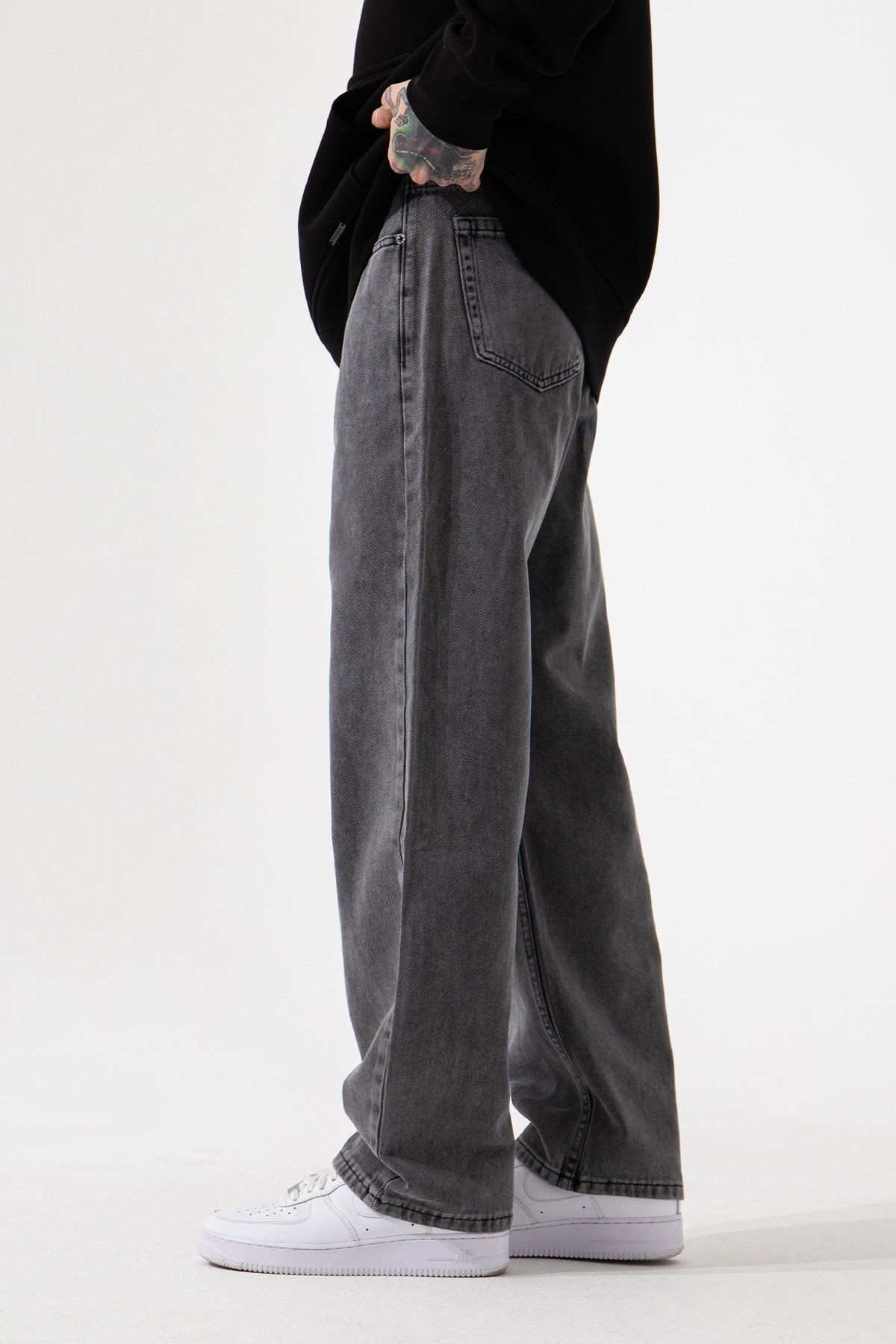 Baggy Relaxed Jean Acid Smoky Color Pants