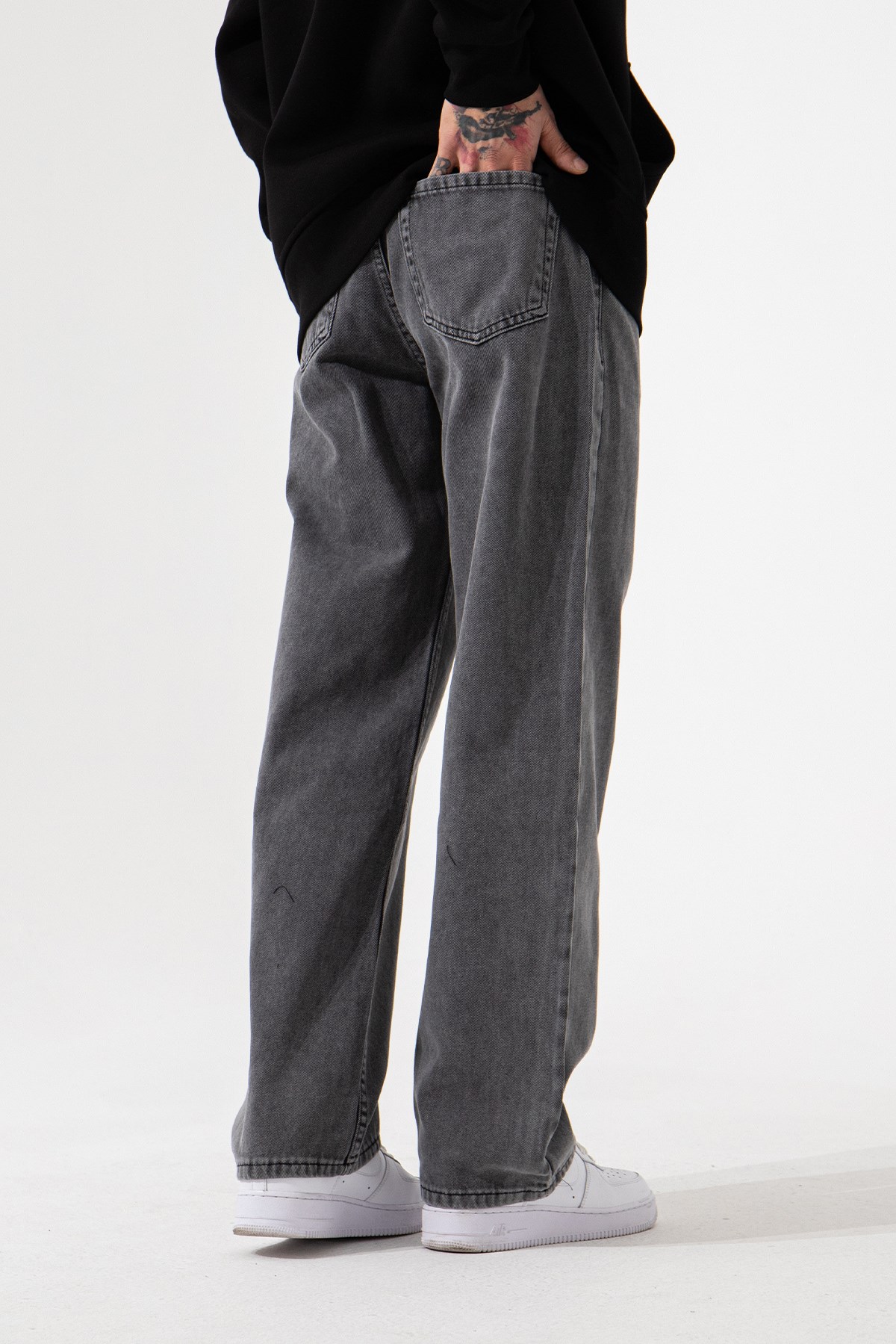 Baggy Relaxed Jean Acid Smoky Color Pants