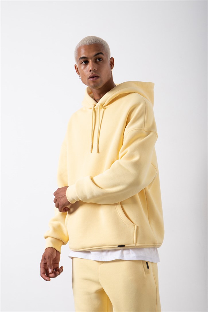 Oversize Pockets Hoodie Sweatshirt Yellow