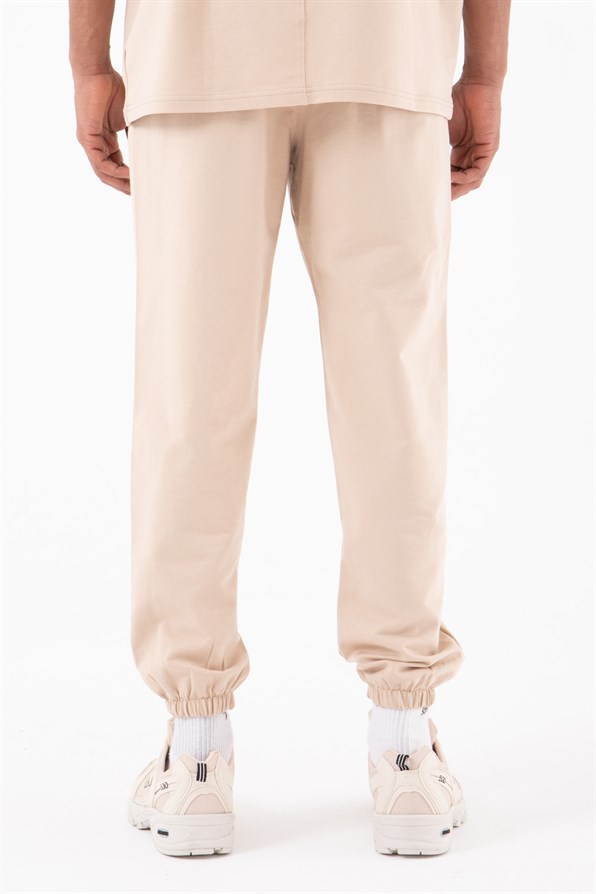 Relaxed Organic Cotton 3 Pockets Jogger Sweatpants Beige