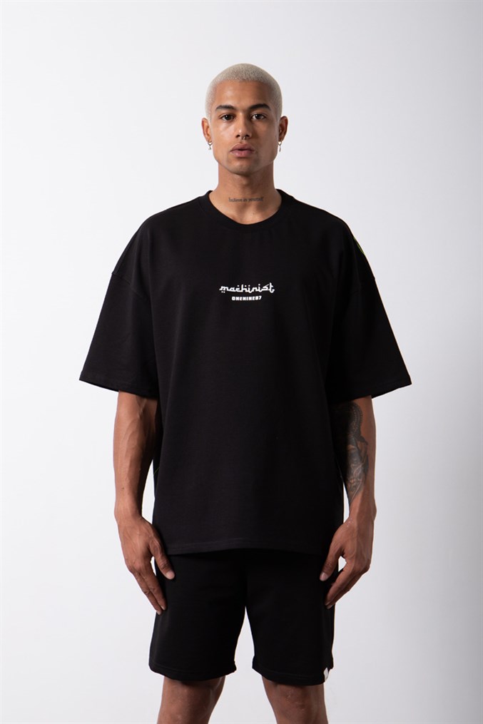 Oversize Machinist Gateway Printed Organic Cotton T-Shirt Black