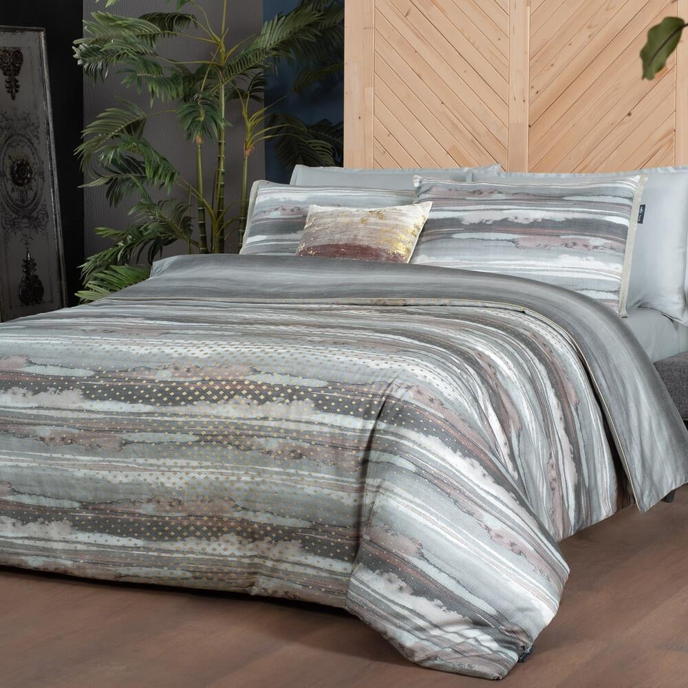 Sarev Juno Gri Çift Kişilik %100 Pamuk Nevresim Takımı