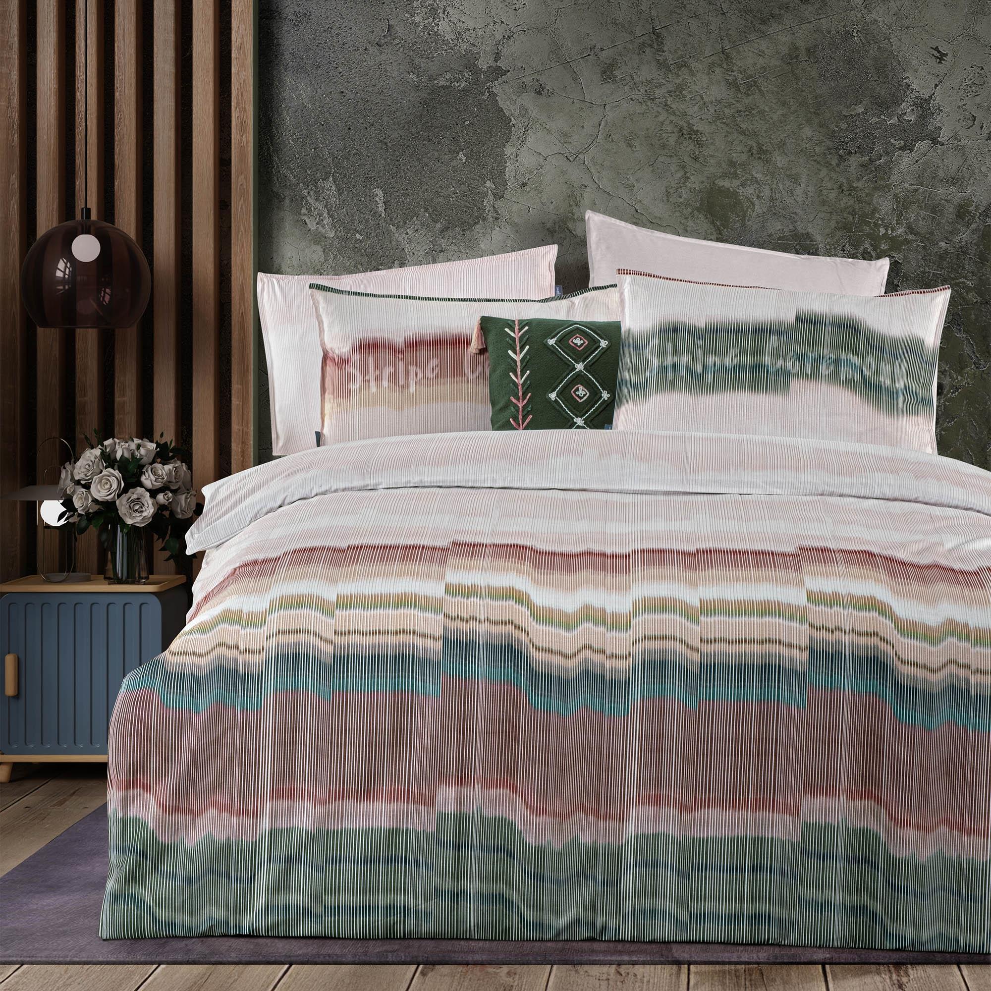 Sarev Tehos Çift Kişilik %100 Pamuk Çift Taraflı Nevresim Takımı Multi