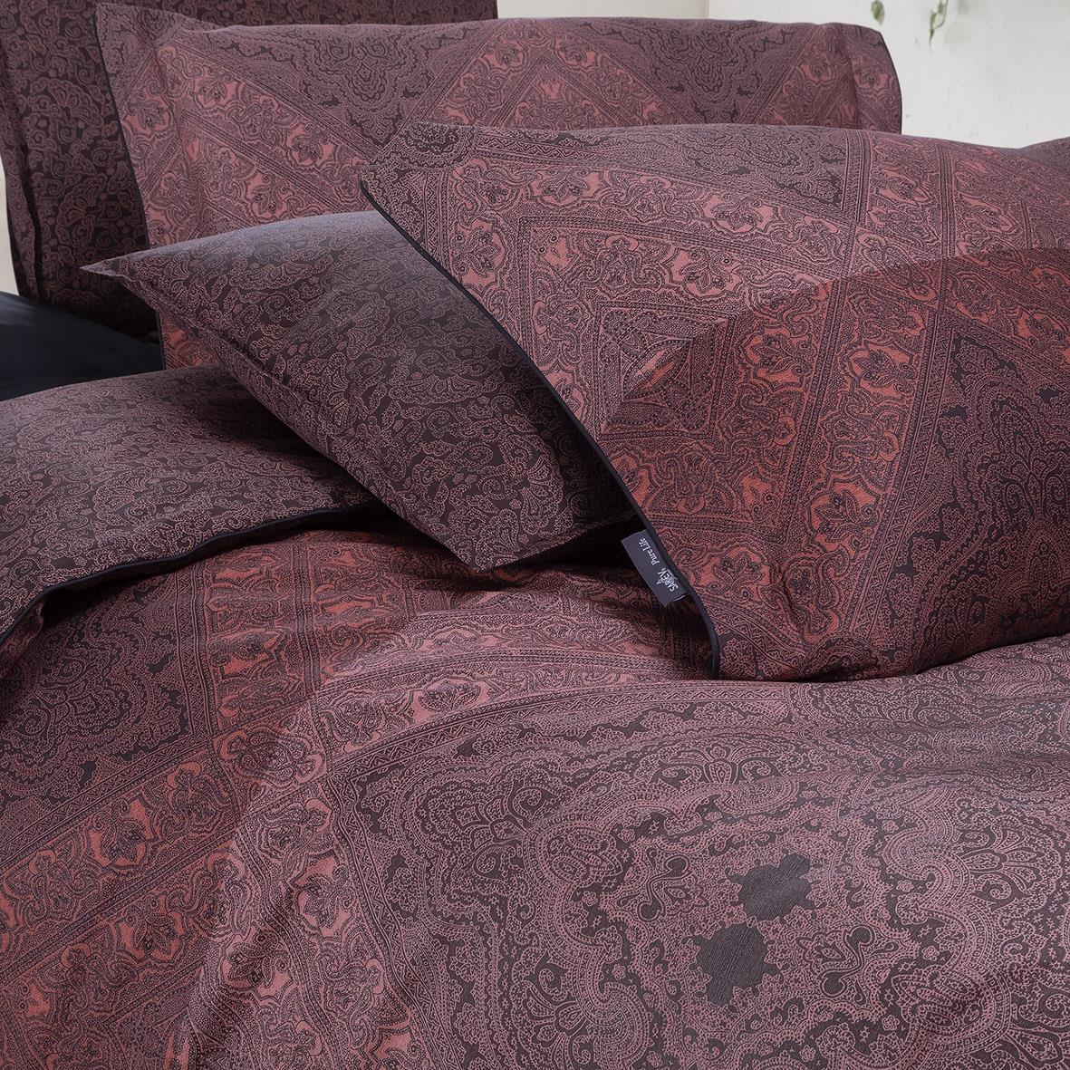 Sarev Brezno Kırmızı King Size (Battal Boy) %100 Pamuk Saten Çift Taraflı 300 TC Nevresim Takımı