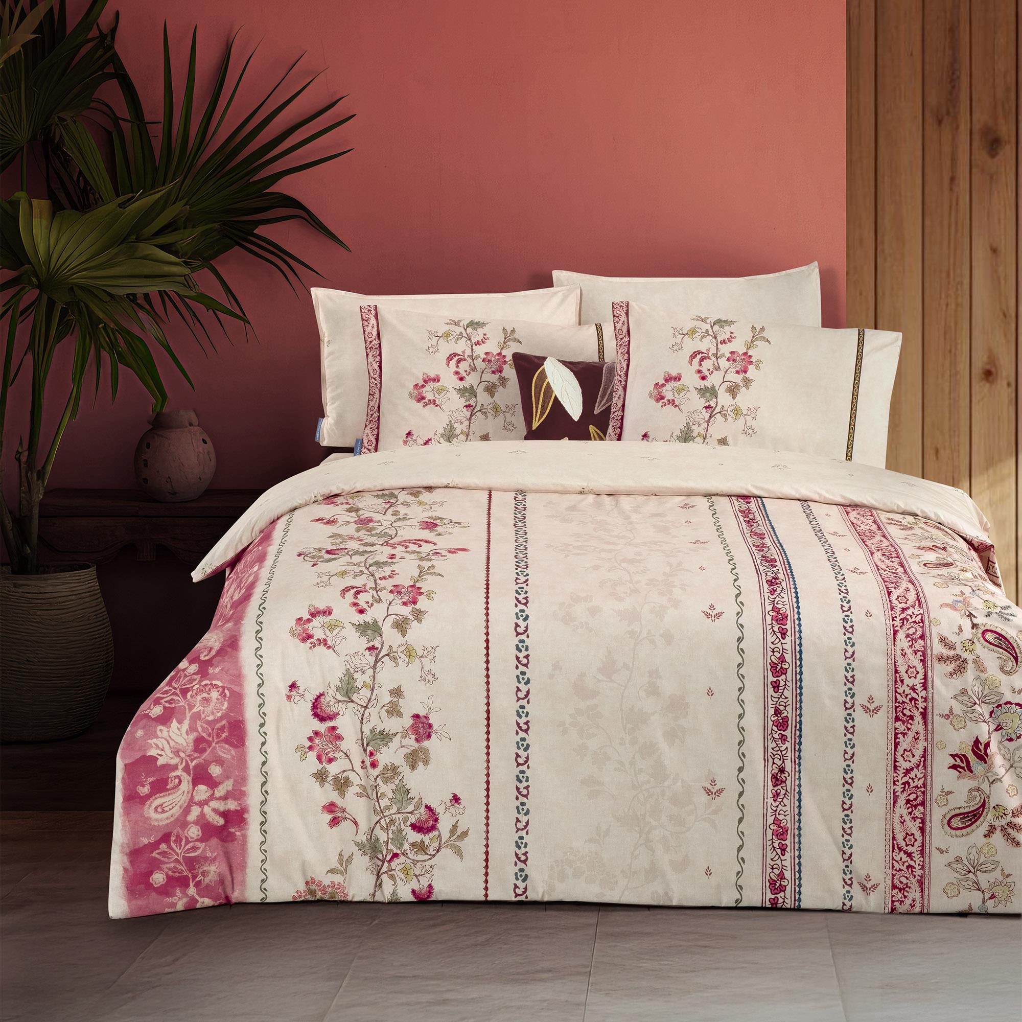 Sarev Lakshman Kıng Sıze ( Battal Boy)  %100 Pamuk Çift Taraflı Nevresim Takımı Somon