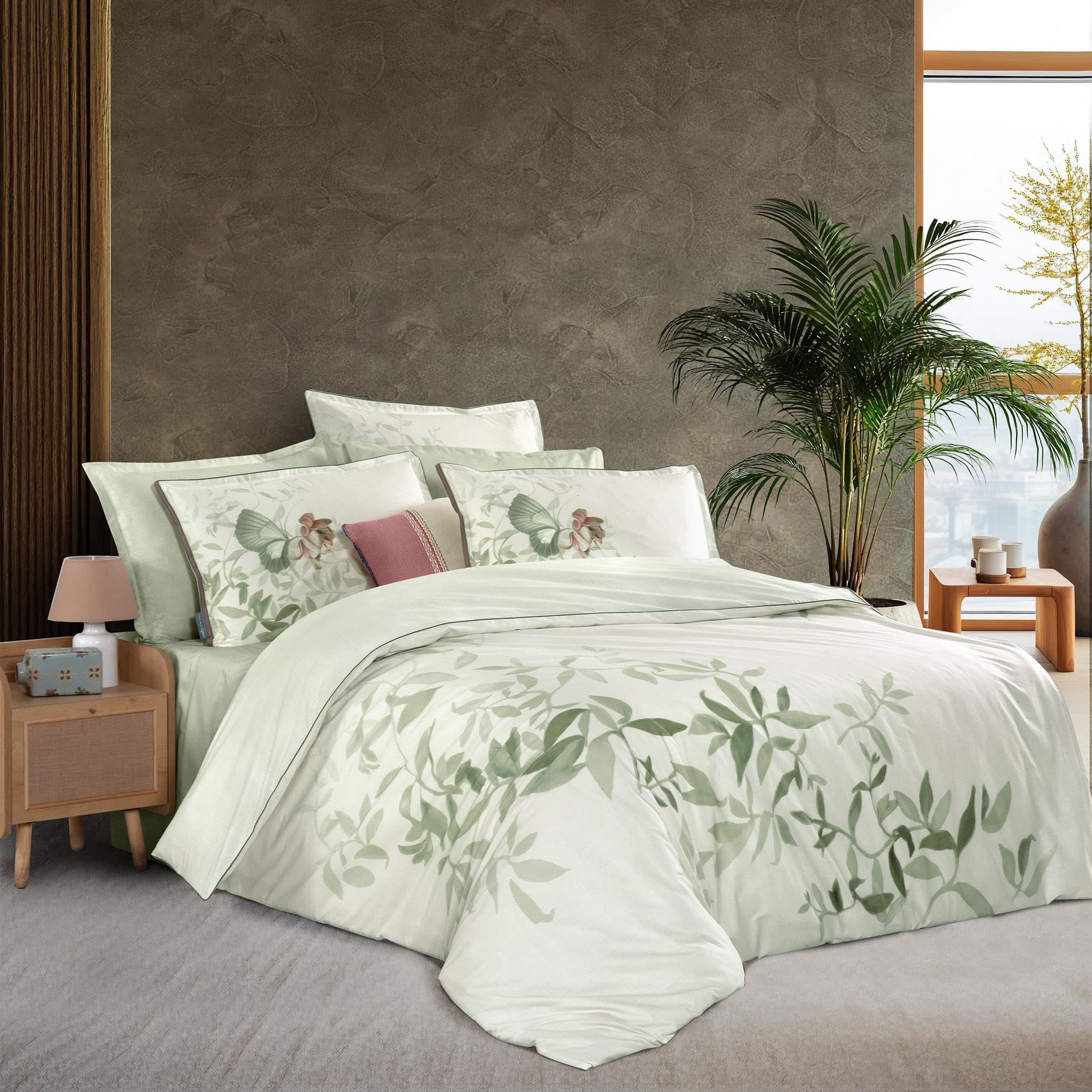 Sarev Nerissa Kıng Sıze ( Battal Boy)  %100 Pamuk Çift Taraflı Nevresim Takımı Yeşil