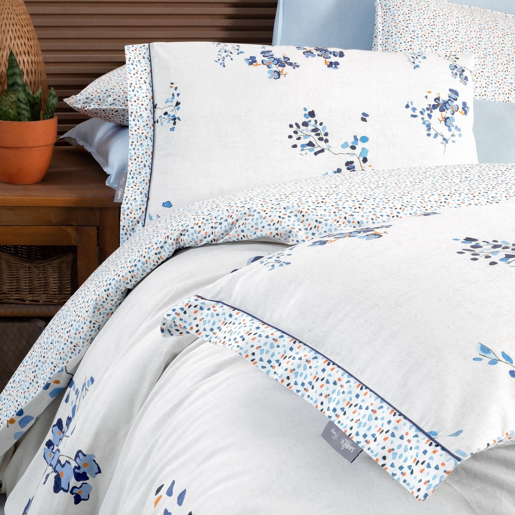 Sarev Bonamy Mavi King Size (Battal Boy) %100 Pamuk Nevresim Takımı