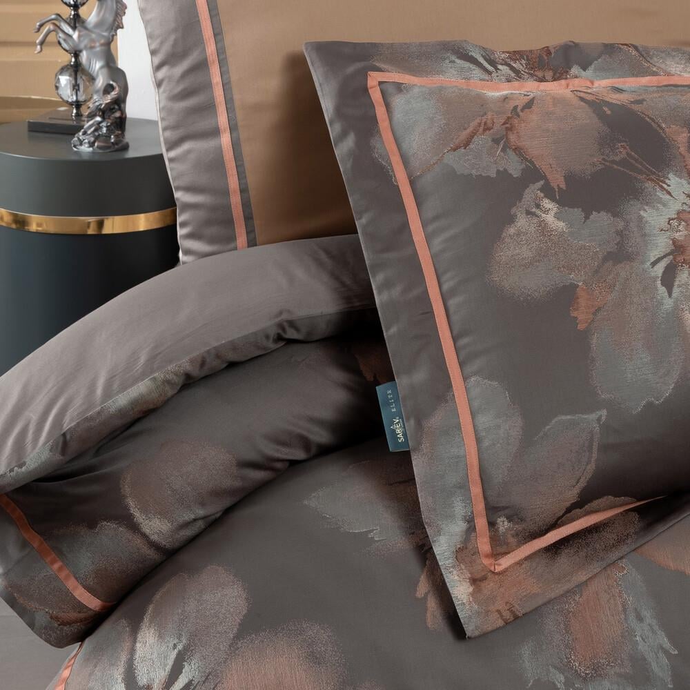 Sarev Atlas Jakarlı Nevresim Takımı King Size , .Bakır