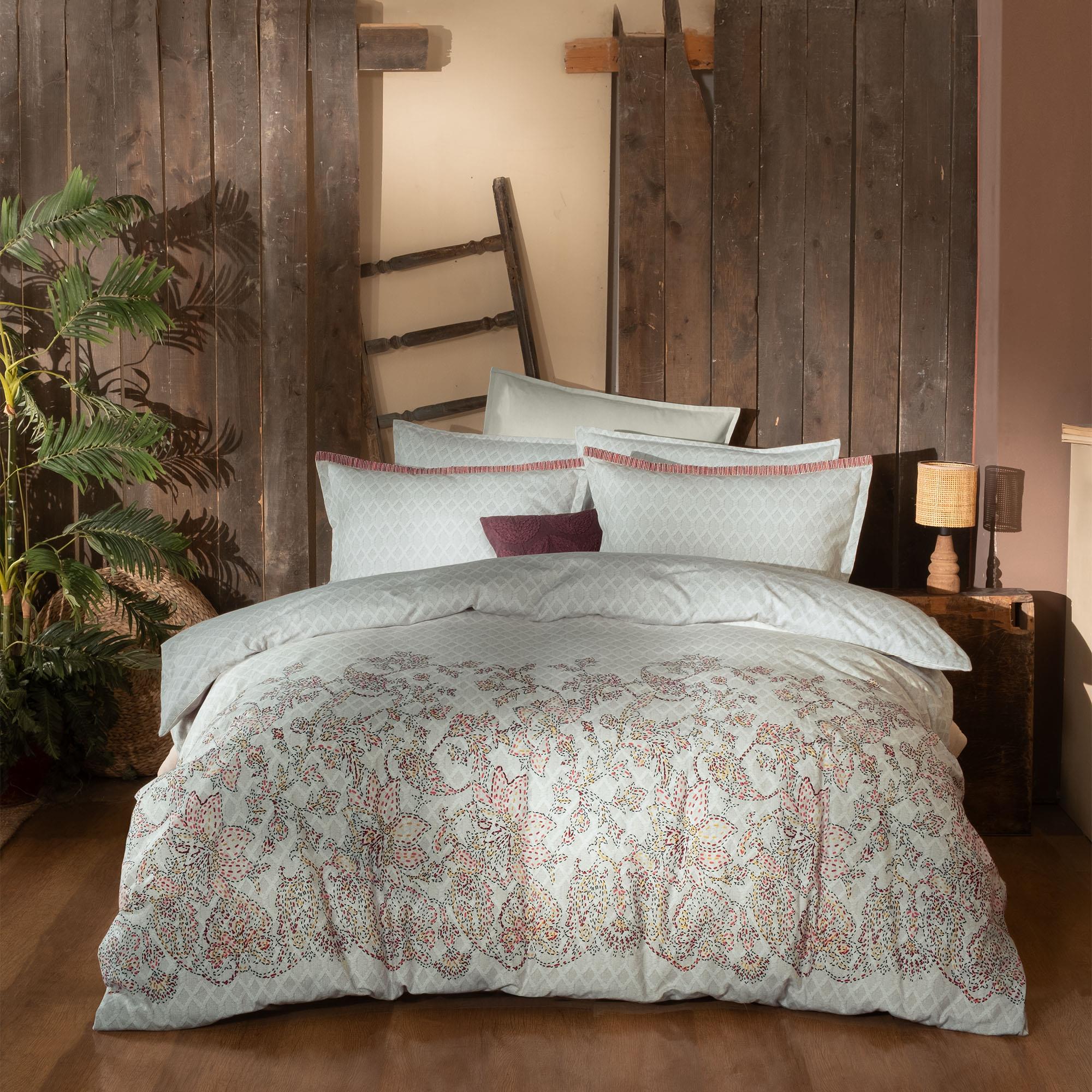 Sarev Scarlet Çift Kişilik %100 Pamuk Flanel (Pazen) Nevresim Takımı Bej