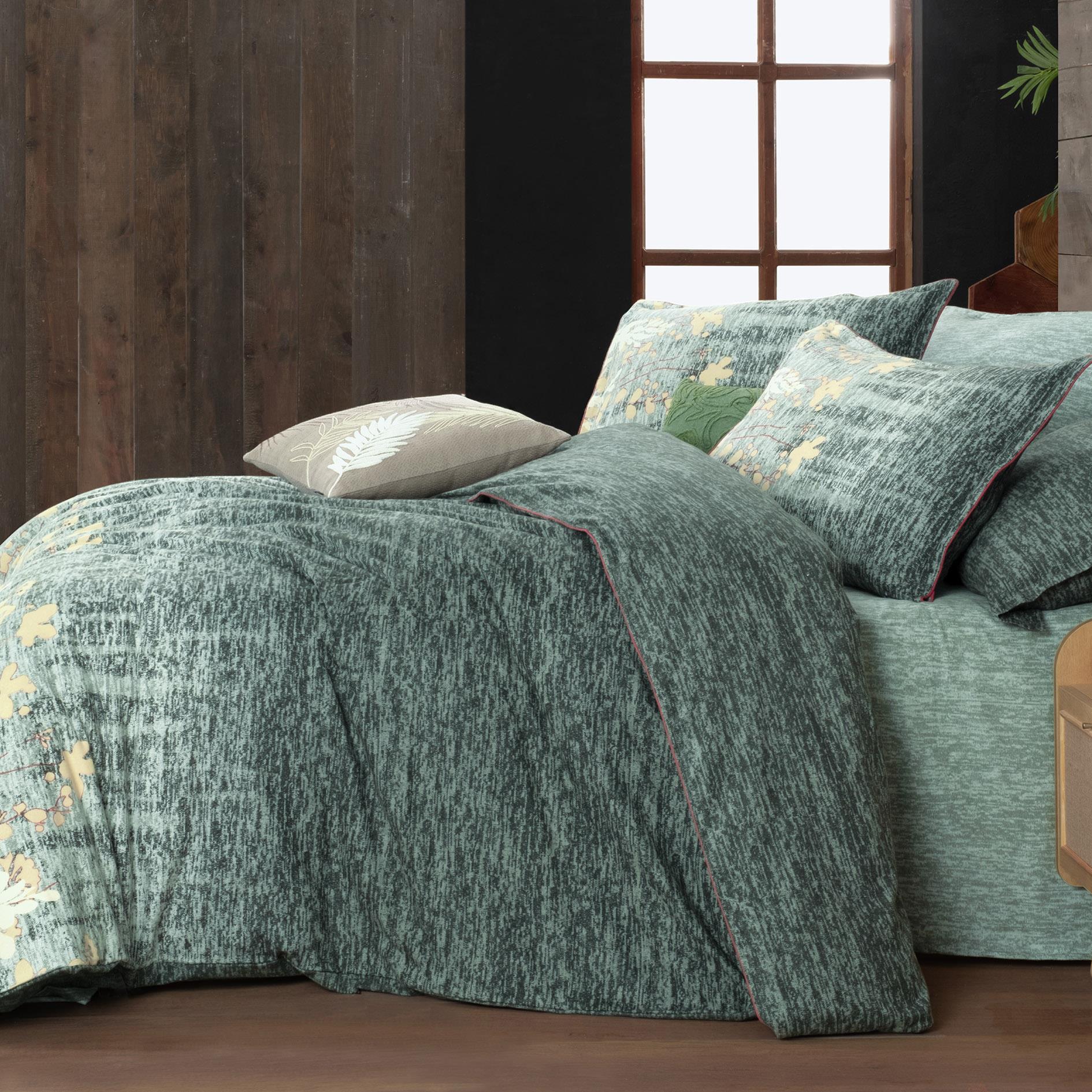 Birdie King Size (Battal Boy) %100 Pamuk Flanel (Pazen) Nevresim Takımı Yeşil