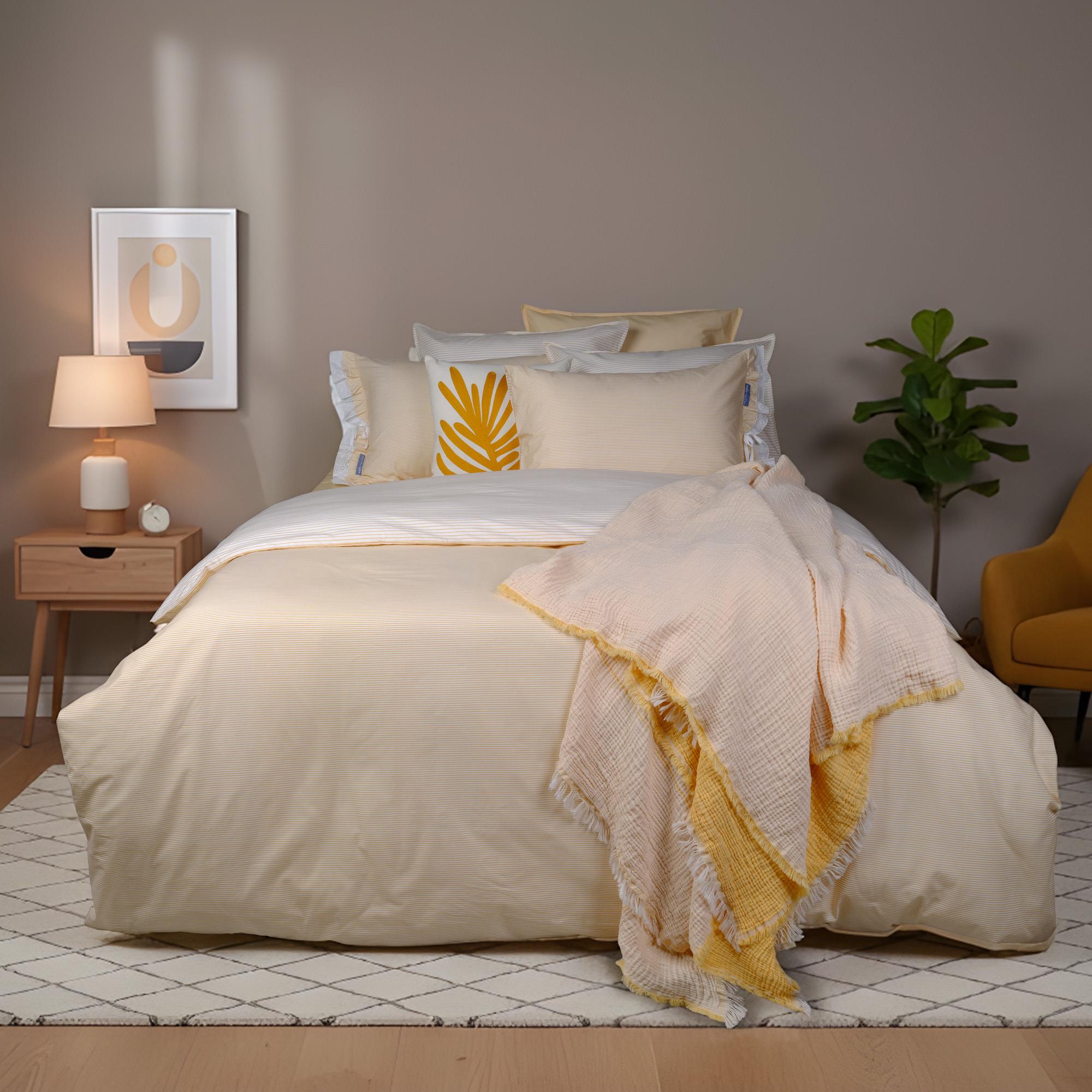 Sarev Eftelya Sarı King Size (Battal Boy) %100 Pamuk Nevresim Takımı