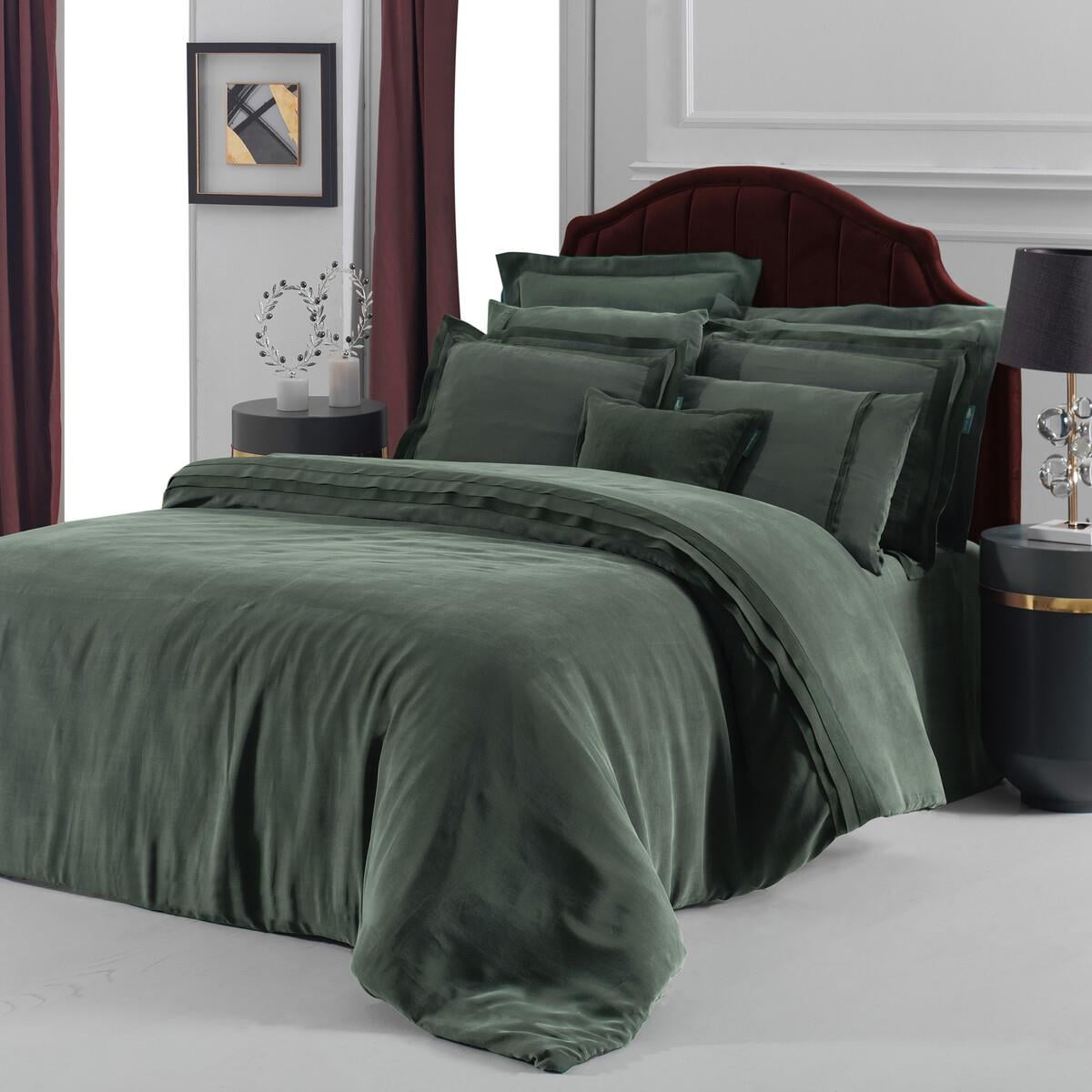 Sarev Kımera Cupro Nevresim Takımı Çift Kişilik , .Yeşil