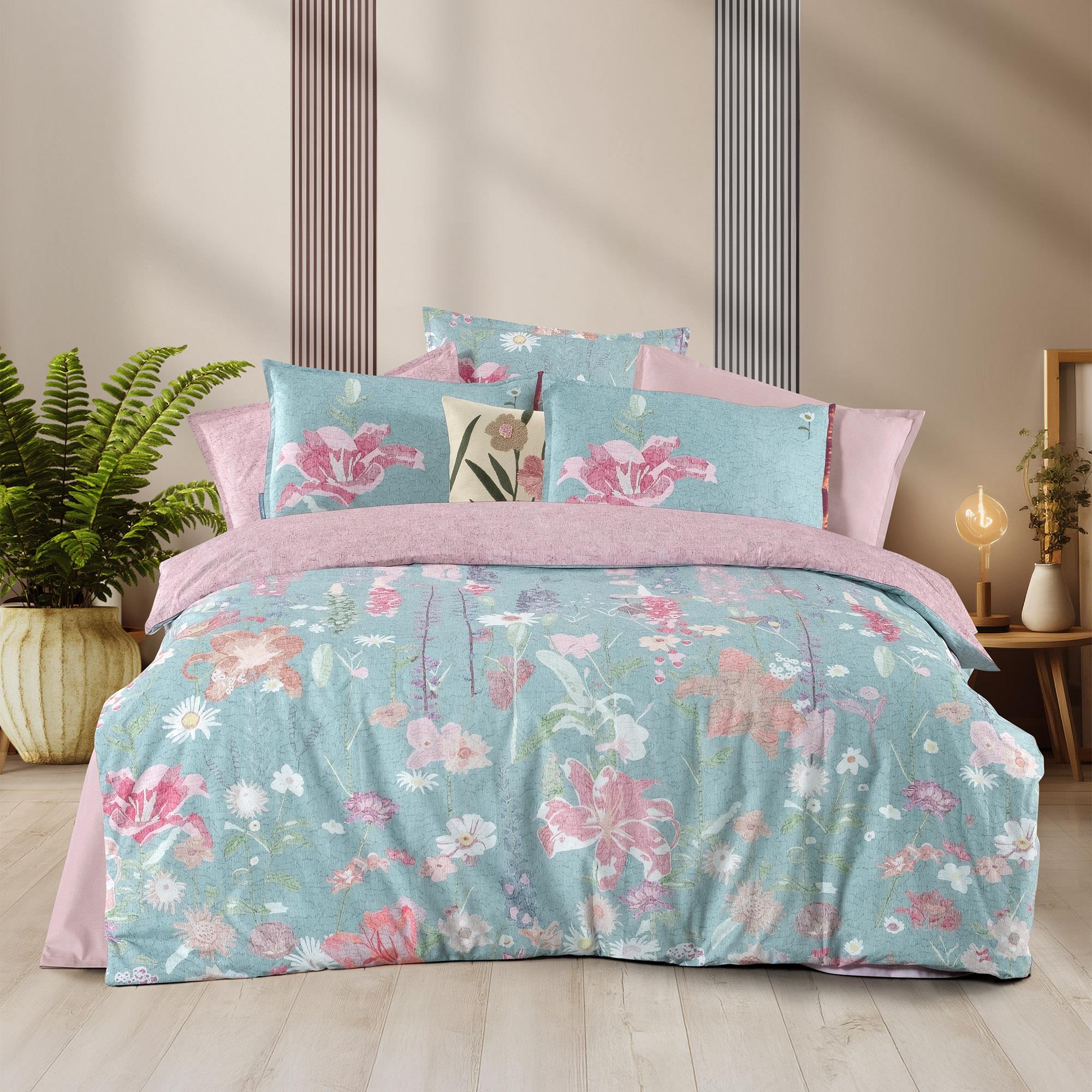 Sarev Stella Çift Kişilik %100 Pamuk Çift Taraflı Nevresim Takımı Mint